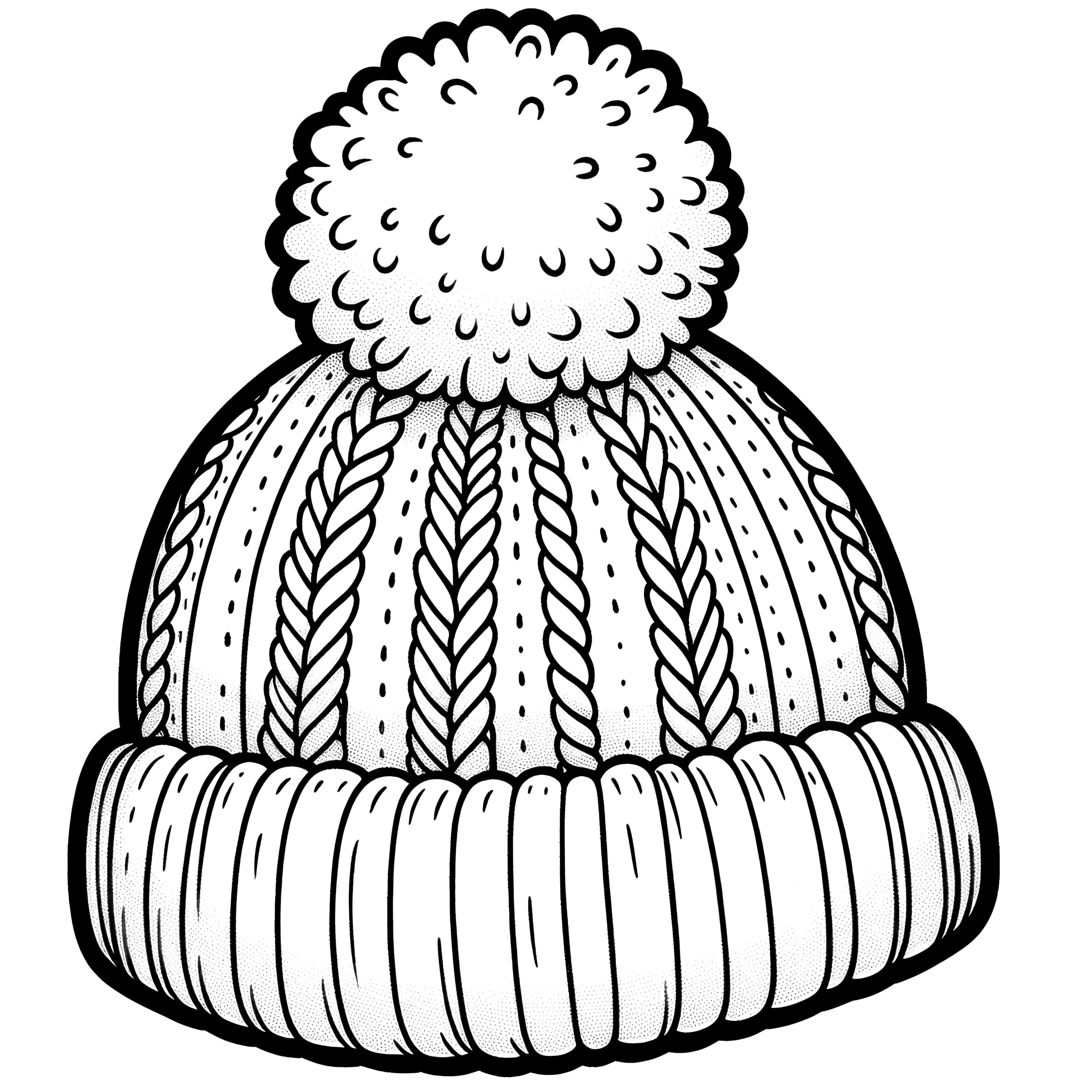 Dicke Wintermütze: Bild zum Ausmalen für Kinder (Ausmalbild)