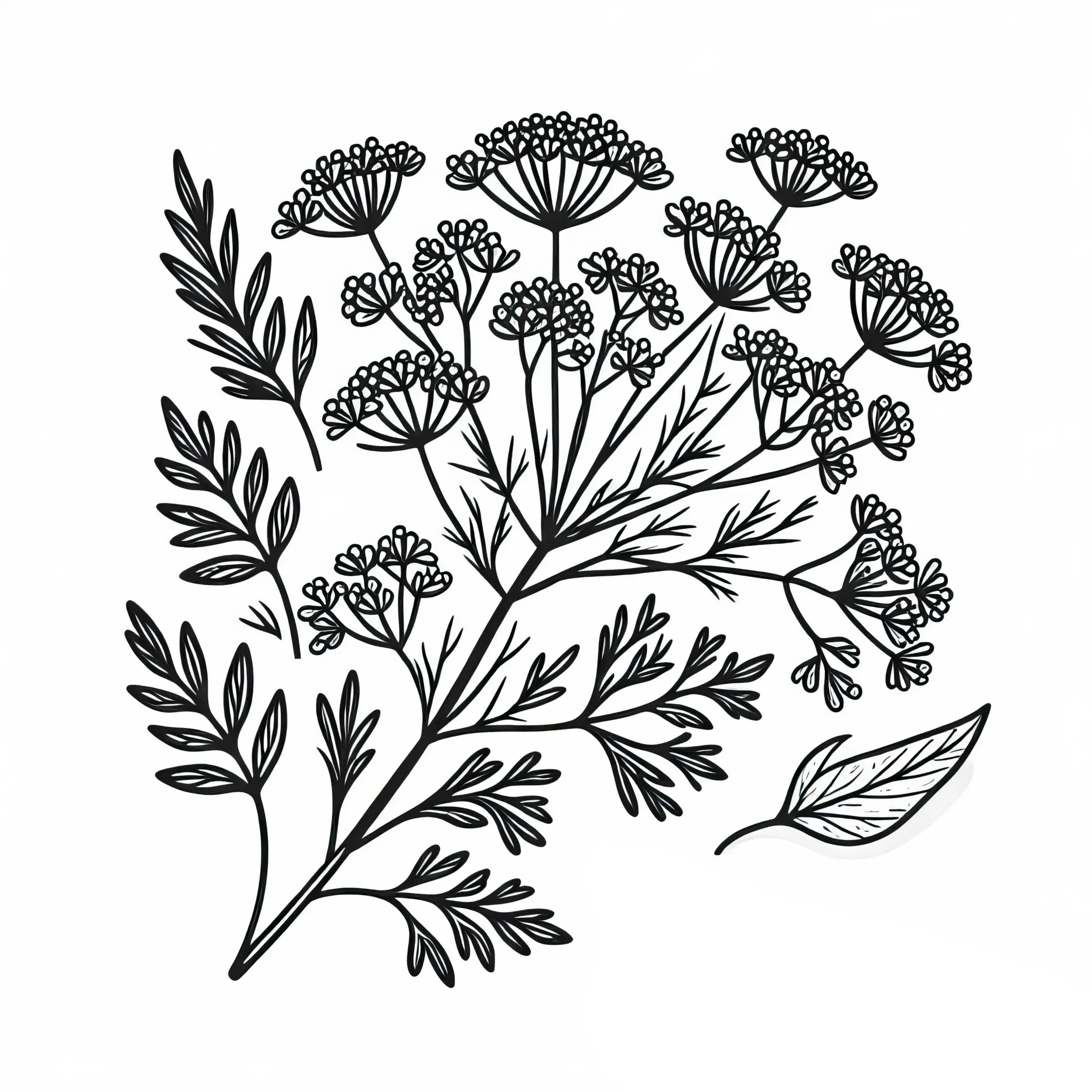 Dill Malvorlage Kräuter Kostenlos (Ausmalbild)