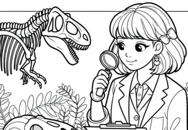 Dino-Forscherin Malvorlage Kostenlos Herunterladen