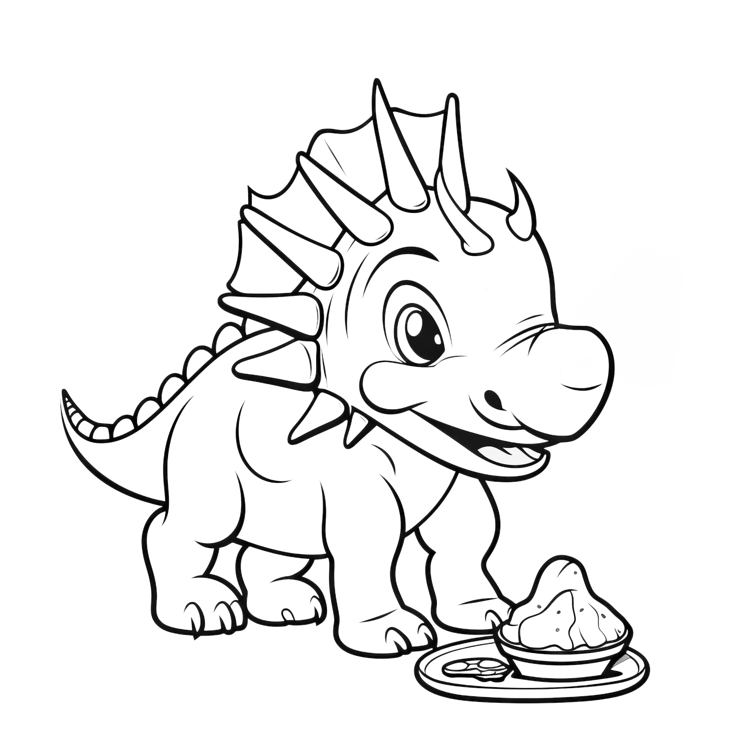 Triceratops beim Essen – einfaches Ausmalbild