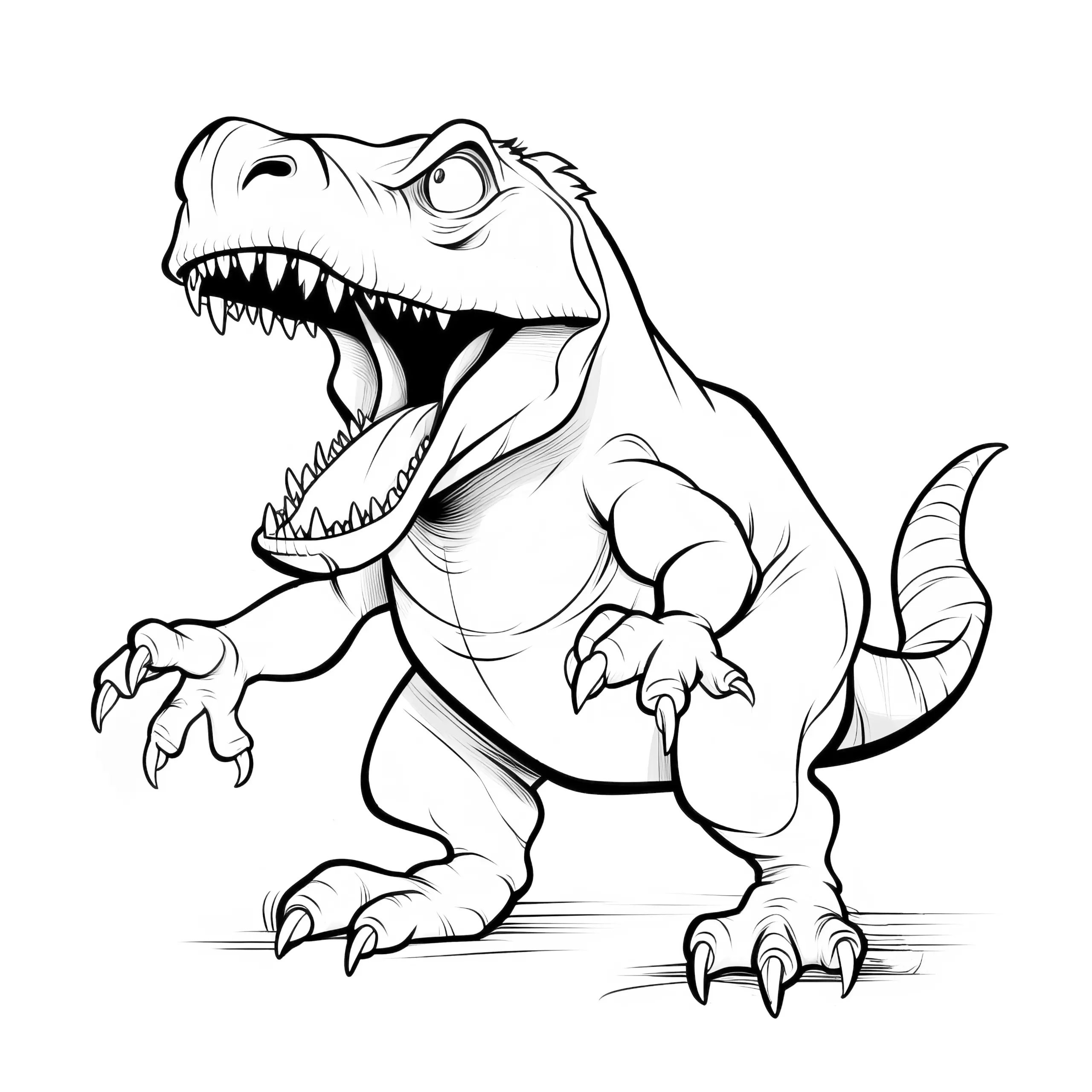 Wütender Dino: Ausmalbild kostenlos downloaden