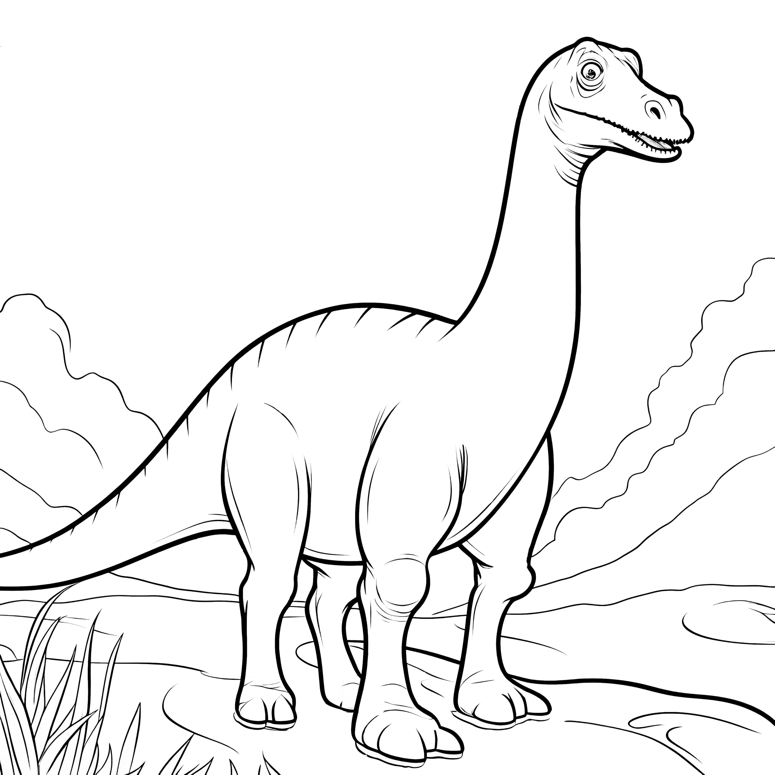 Ausmalbild: Dinosaurier beim Laufen