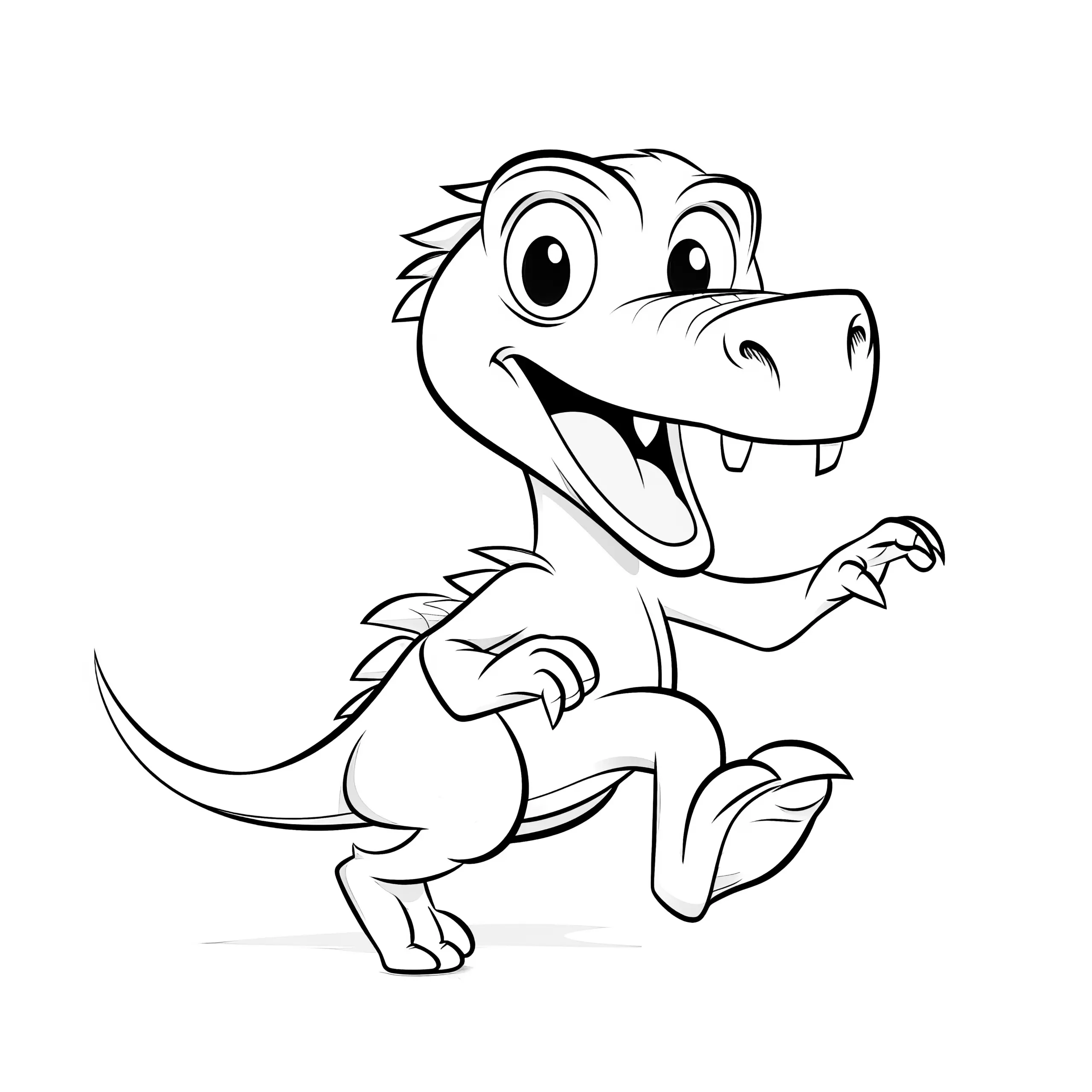 Süßer Dinosaurier beim Laufen: Malvorlage (Ausmalbild)