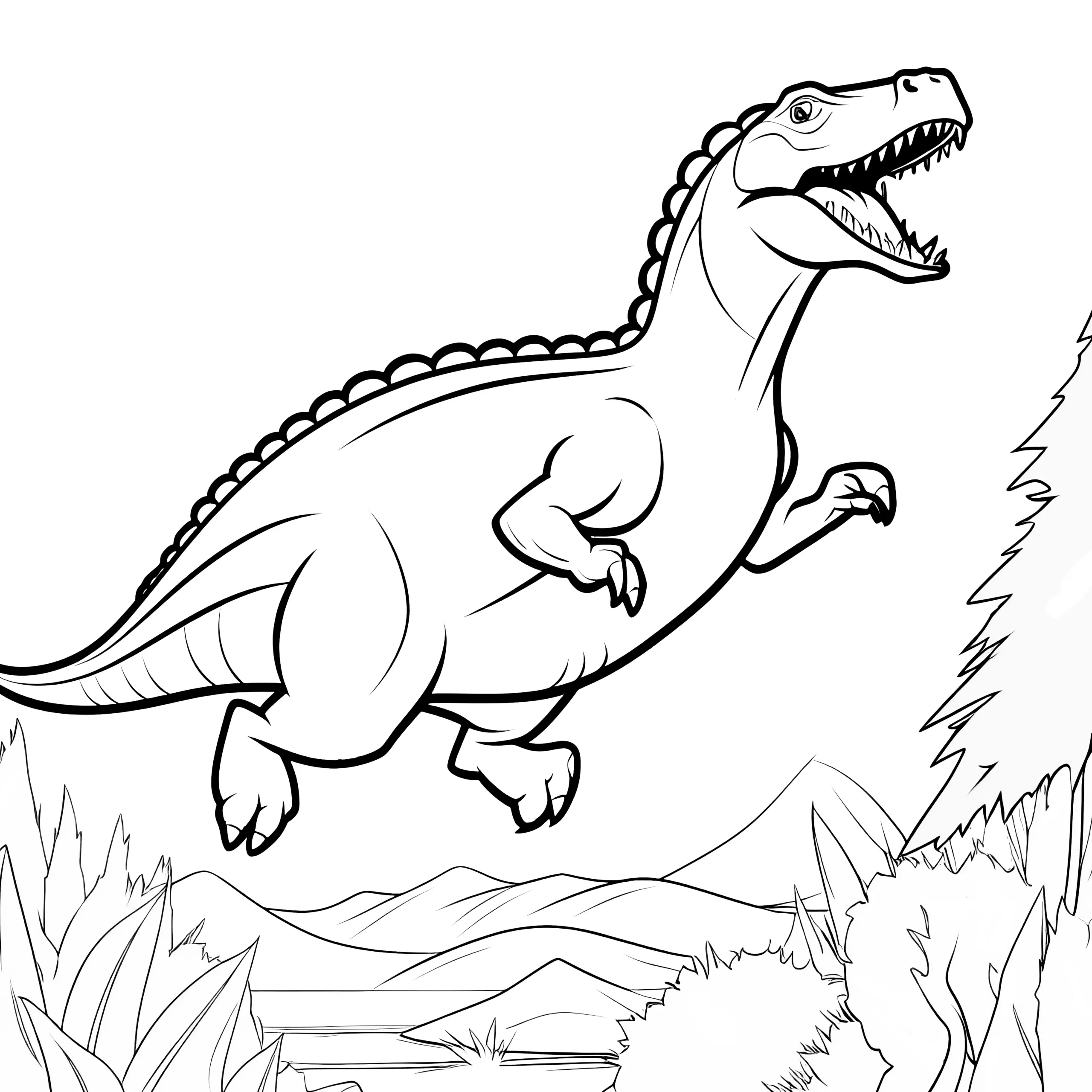 Dinosaurier in Aktion: Ein Ausmalbild voller Abenteuer