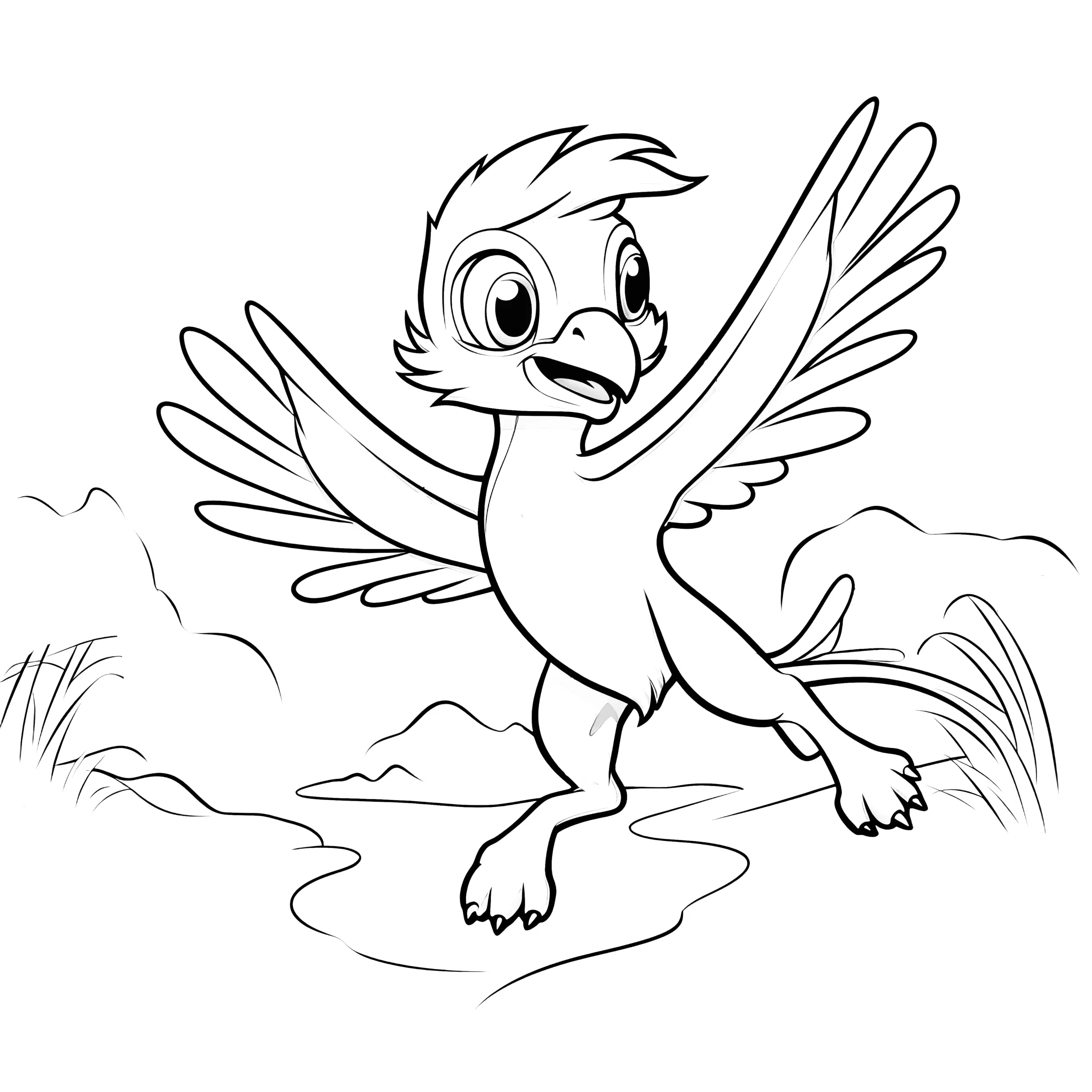 Fliegender Dinosaurier in der Natur (Ausmalbild)