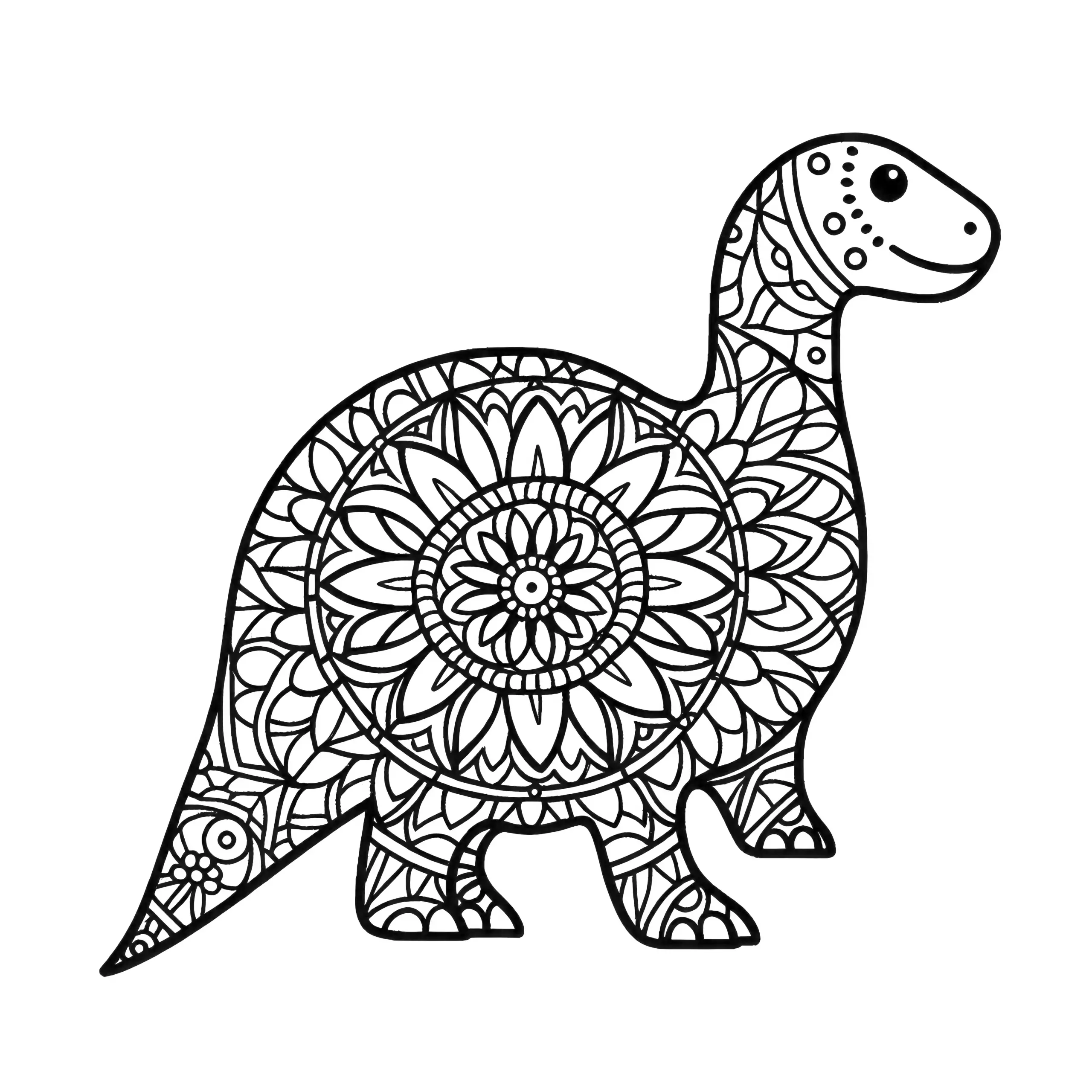Dinosaurier-Mandala: Einfach zum Ausmalen (Gratis) (Ausmalbild)