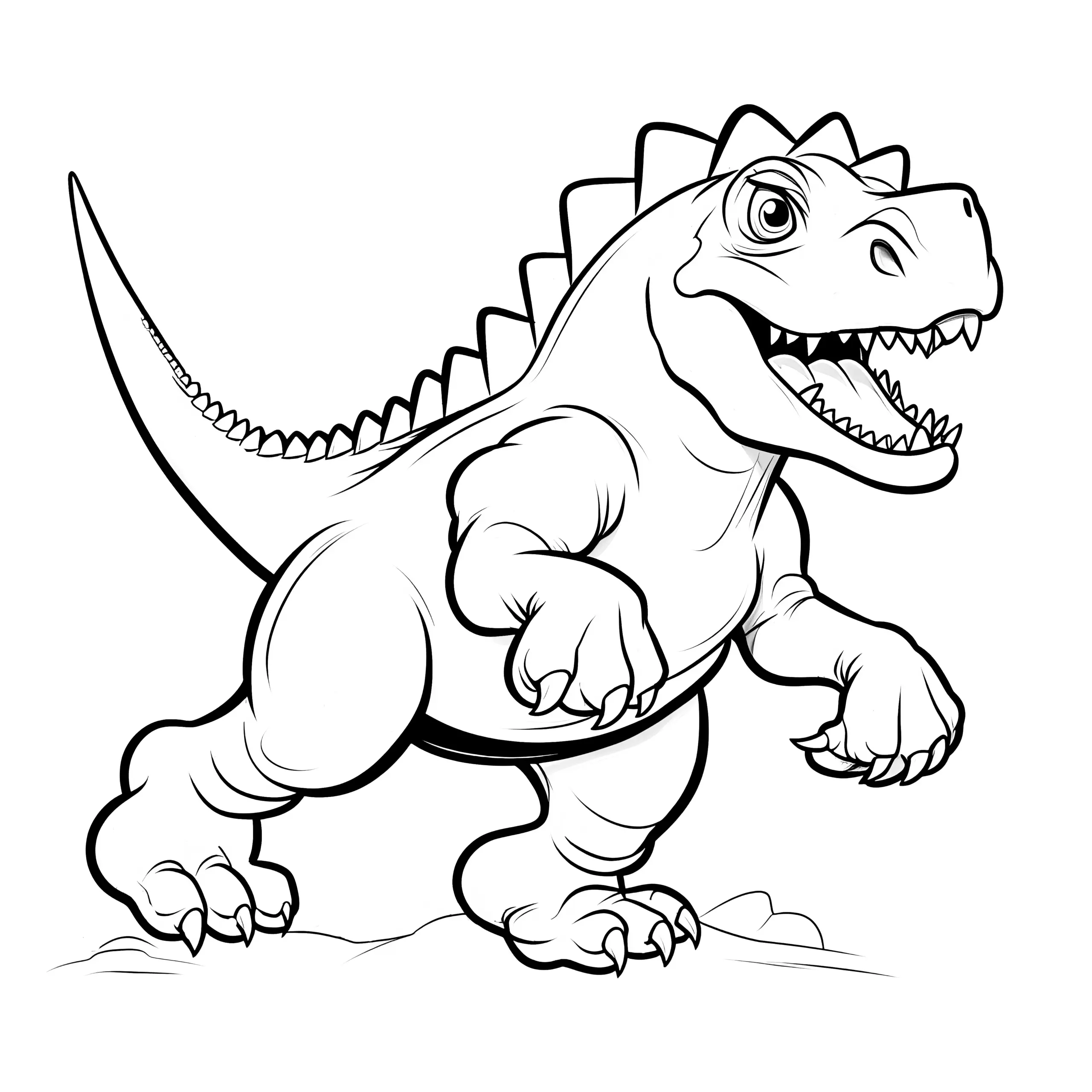 Bild zum Ausdrucken: Dinosaurier mit scharfen Zähnen (Ausmalbild)