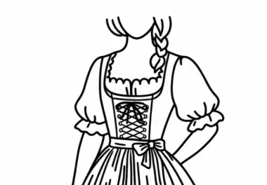 Dirndl Ausmalbild für Kleidung Kostenlos zum Download