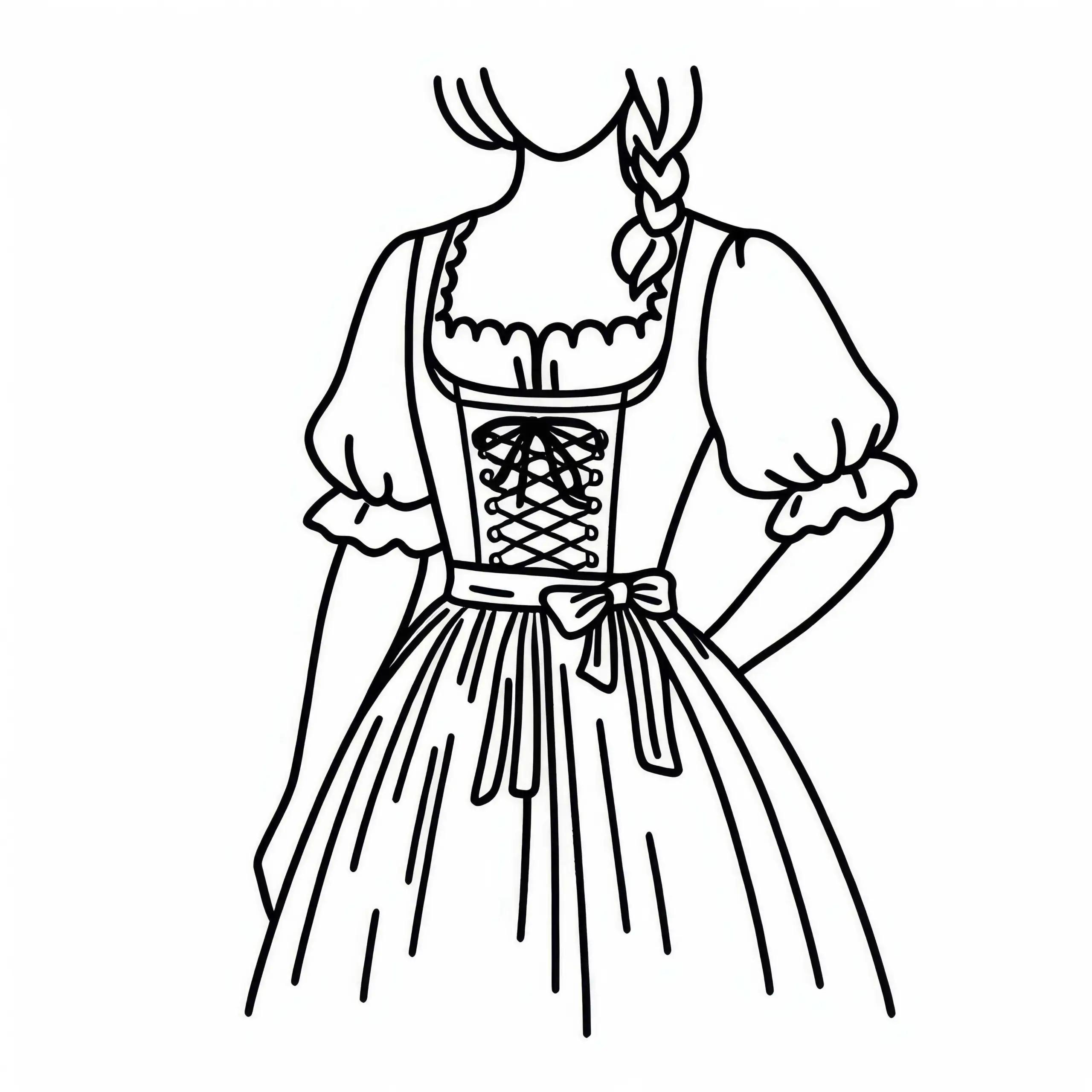 Dirndl Ausmalbild für Kleidung Kostenlos zum Download