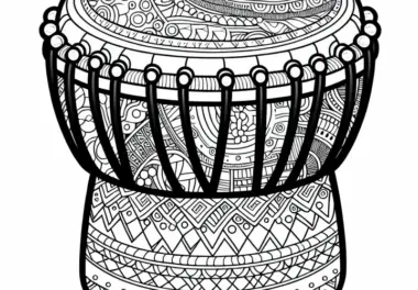 Djembe Ausmalbild – Traditionelles Instrument zum Ausmalen