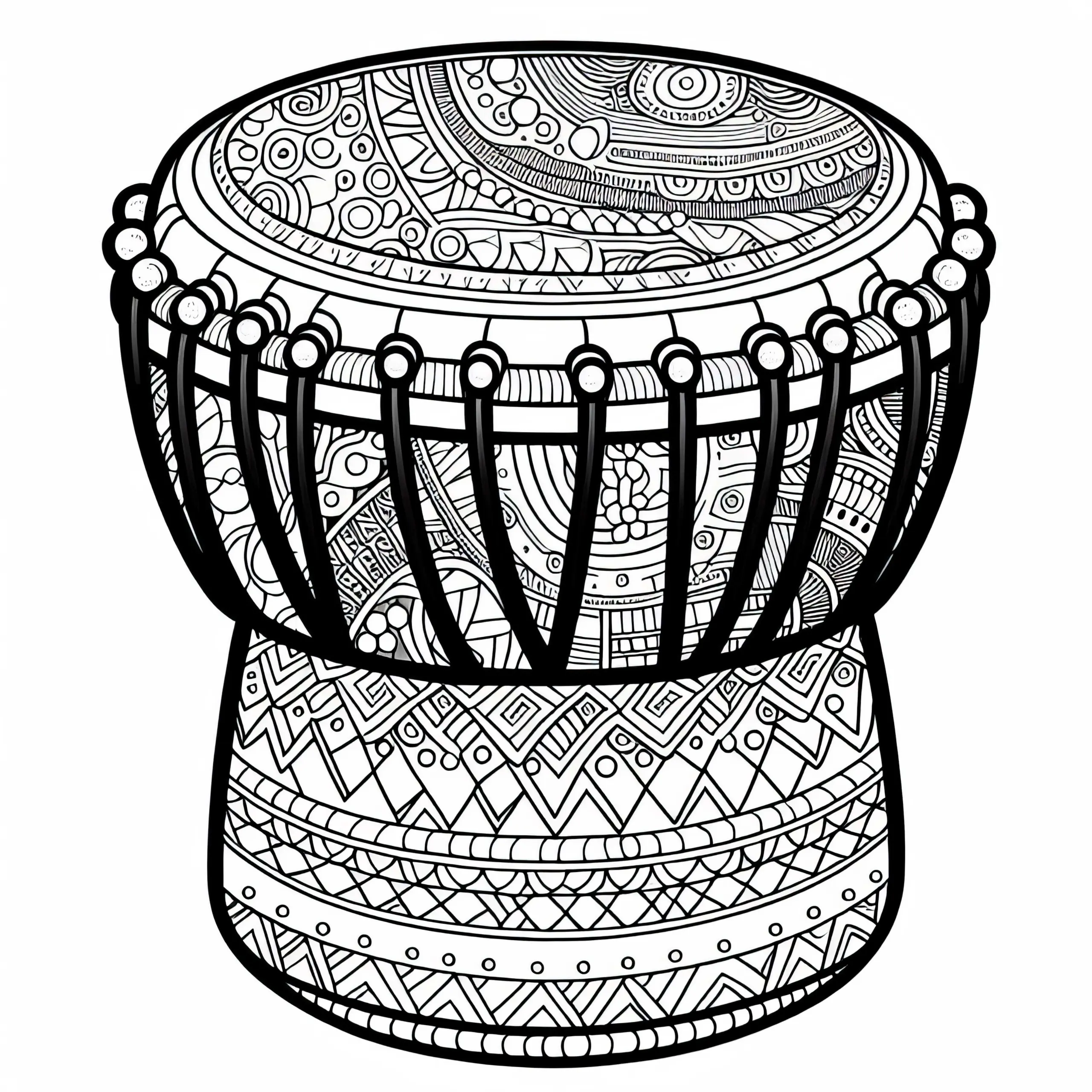Djembe Ausmalbild – Traditionelles Instrument zum Ausmalen