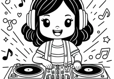 Djing Malvorlage für Hobby – Kostenloses Ausmalbild