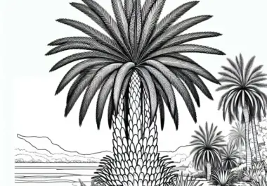 Ausmalbild einer Doumpalme (Hyphaene thebaica) – Kostenloses Motiv