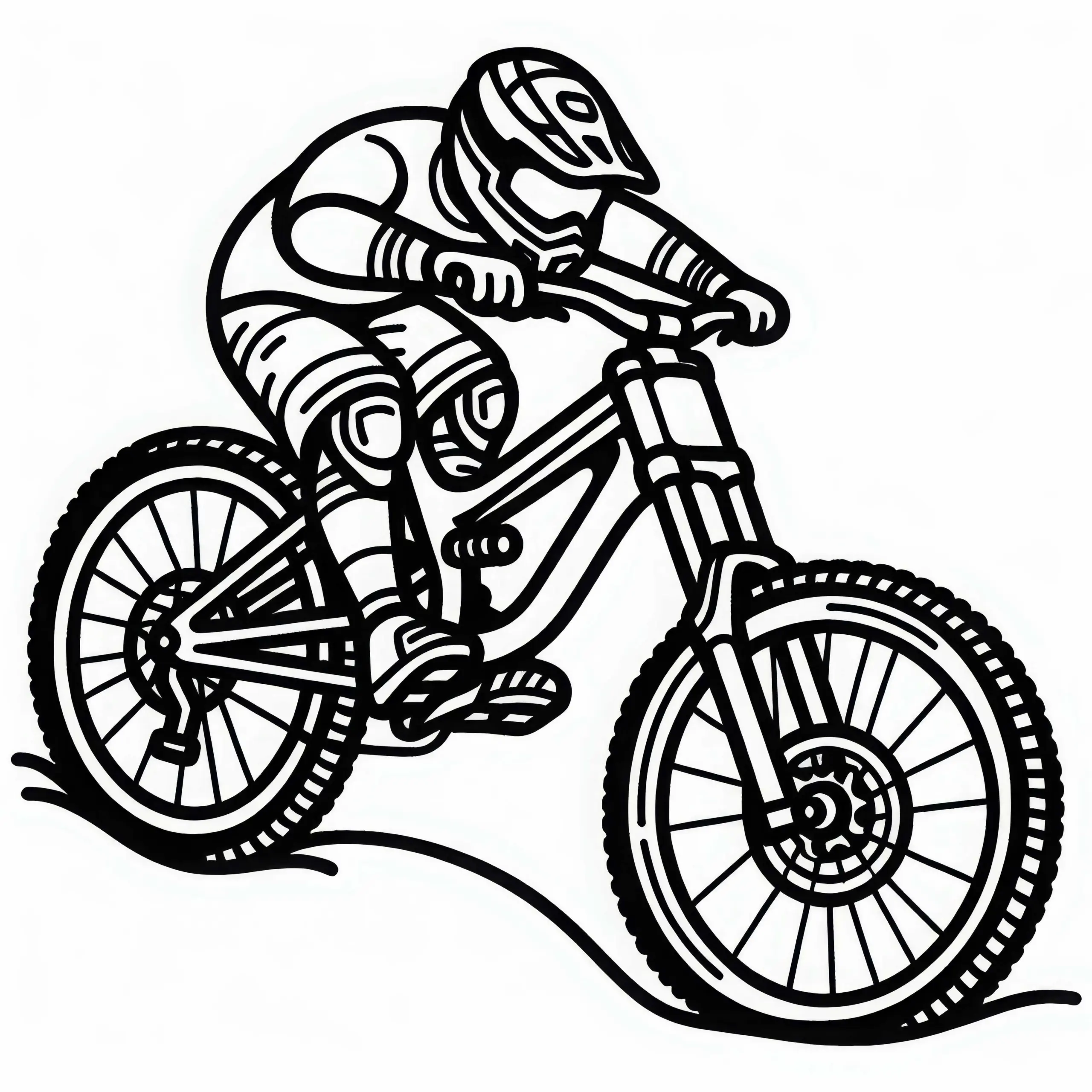 Downhill Mountainbike Malvorlage Gratis (Ausmalbild)