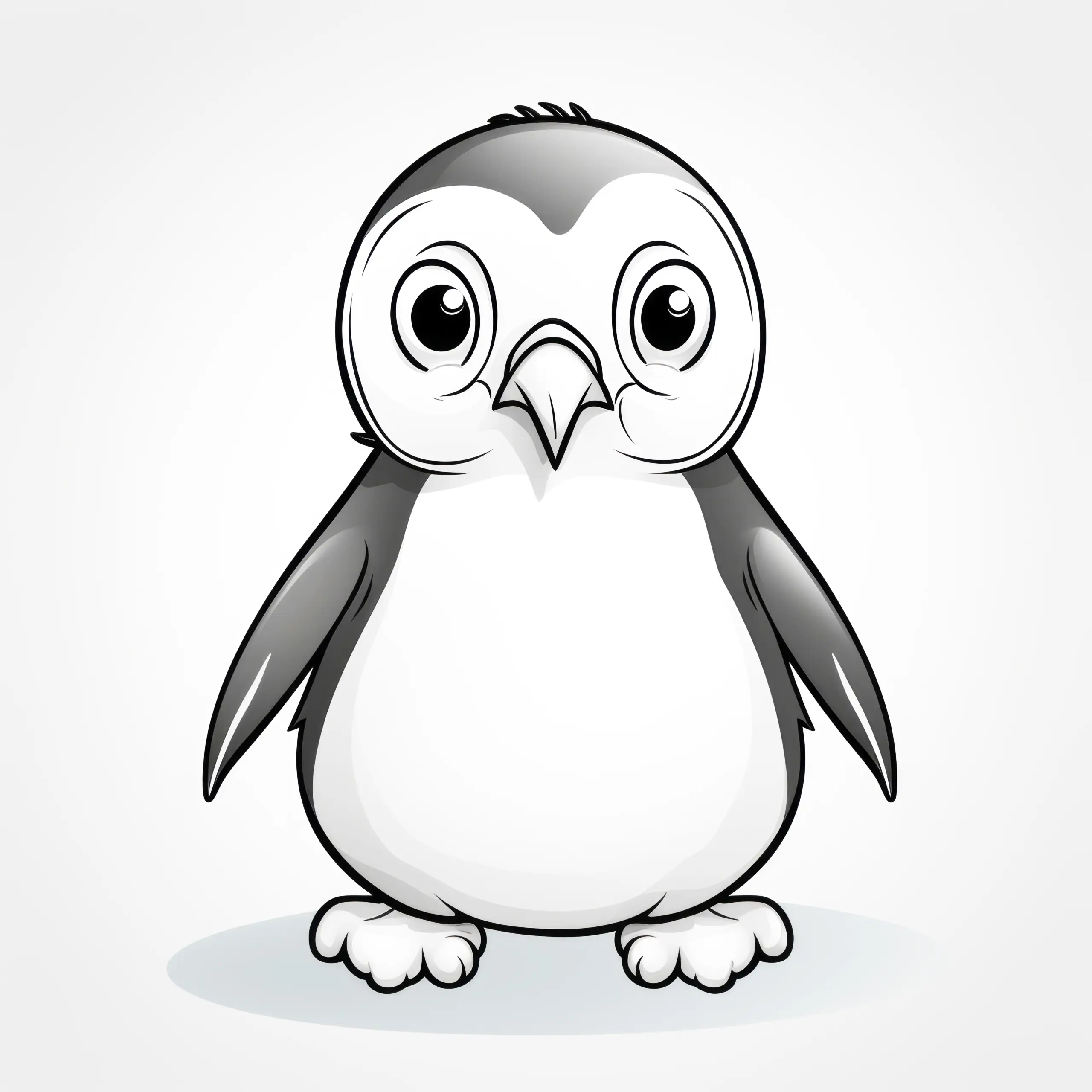 Drolliger, junger Pinguin: Einfache Malvorlage ohne Hintergrund (Gratis) (Ausmalbild)
