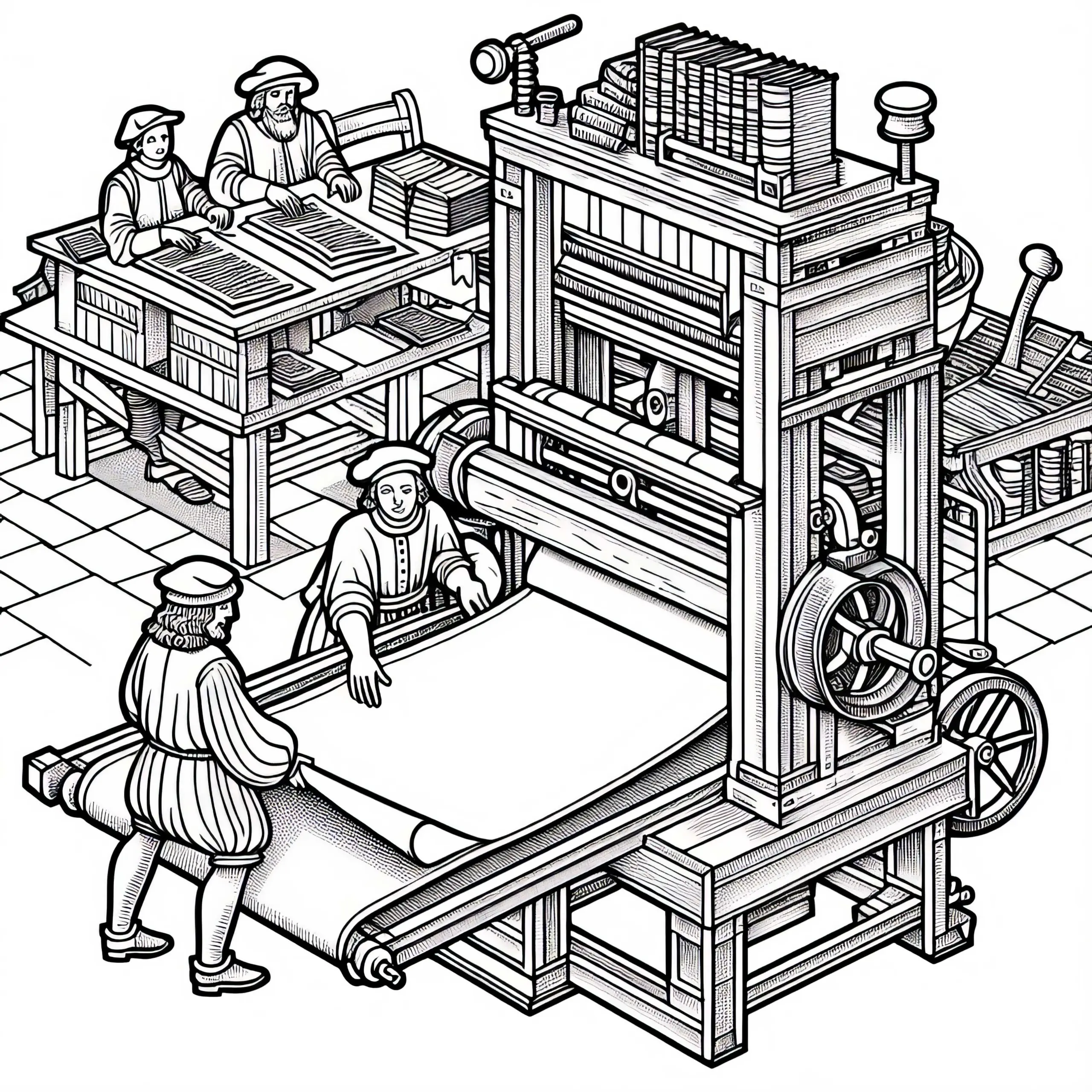 Druckerpresse Ausmalbild Renaissance Gratis