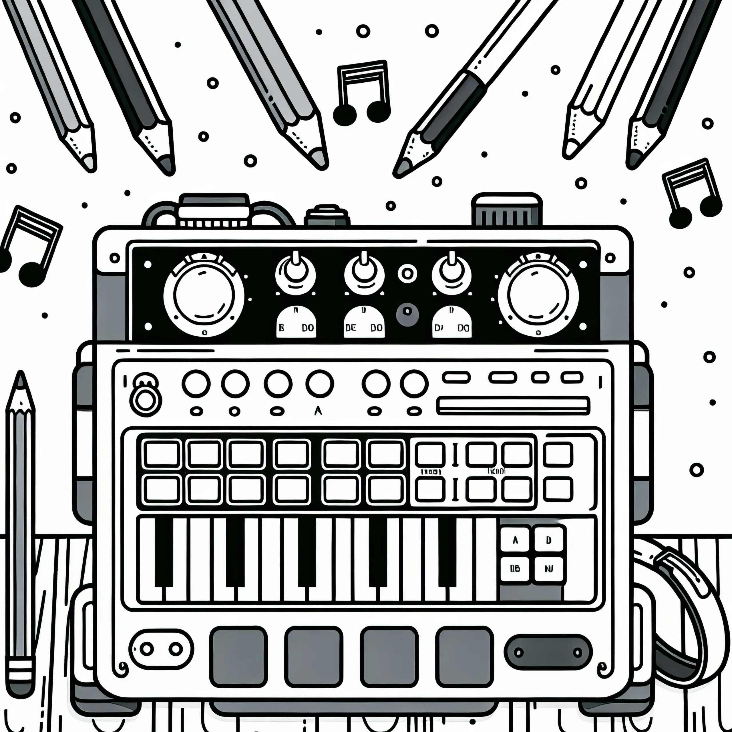 Drumcomputer Malvorlage – Elektronisches Instrument Kostenlos (Ausmalbild)