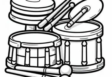Drumsticks Ausmalbild für Schlaginstrumente – Kostenloses Zubehör