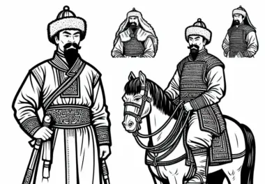 Dschingis Khan Malvorlage für Mongolen – Gratis Ausmalbild