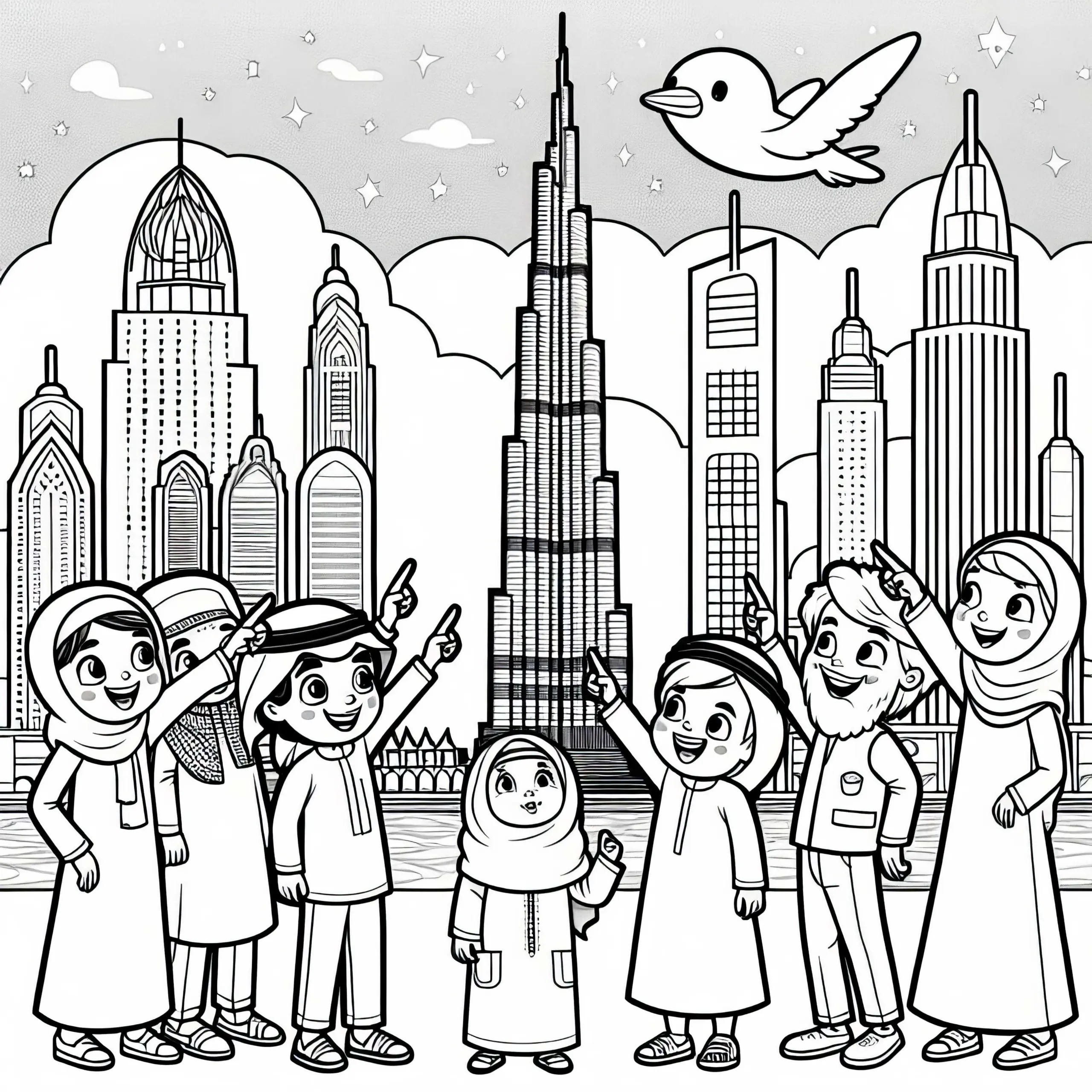 Dubai Burj Khalifa Ausmalbild Gratis