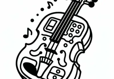 E-Geige Ausmalbild – Elektronisches Instrument Kostenlos