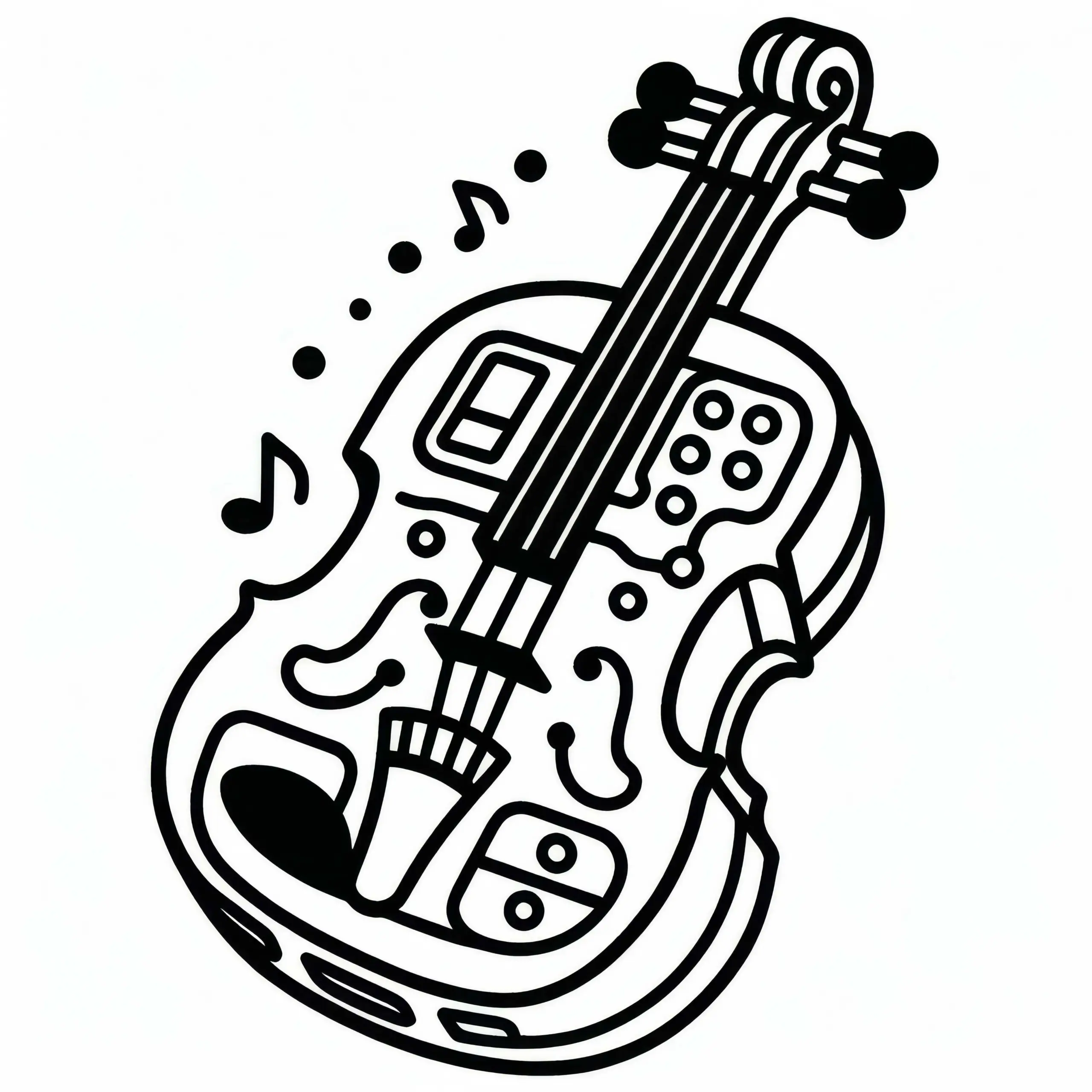 E-Geige Ausmalbild – Elektronisches Instrument Kostenlos