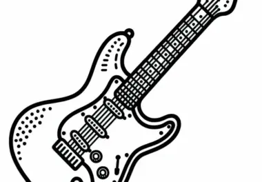 E-Gitarre Ausmalbild für Zupfinstrumente Kostenlos