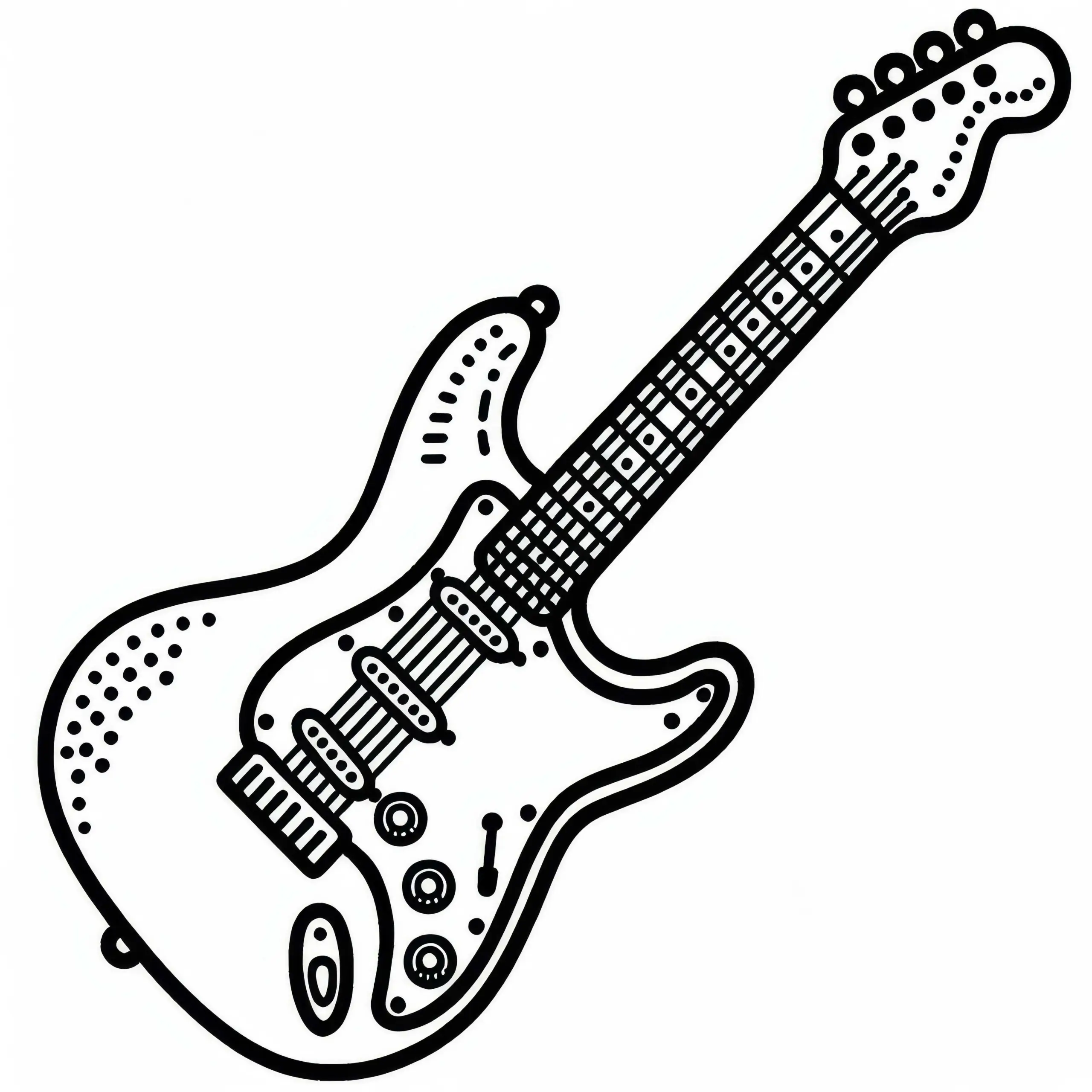 E-Gitarre Ausmalbild für Zupfinstrumente Kostenlos