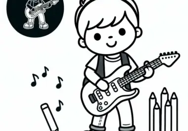 E-Gitarre spielen Ausmalbild für dein Hobby kostenlos
