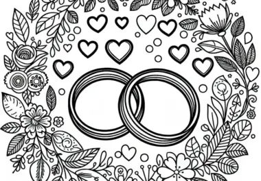 Eheringe zur Hochzeit als Ausmalbild gratis