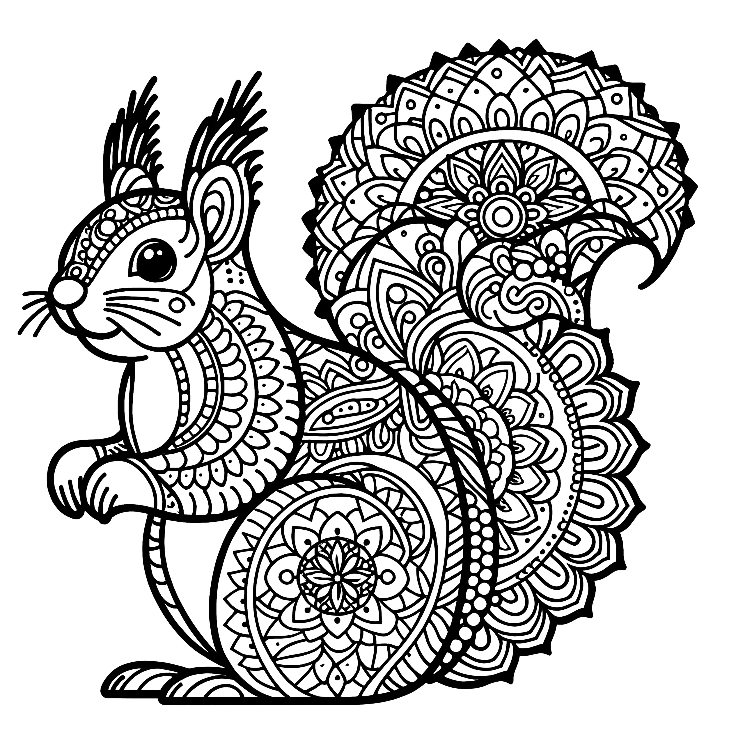 Eichhörnchen-Mandala Ausmalbild Kostenlos Ausdrucken
