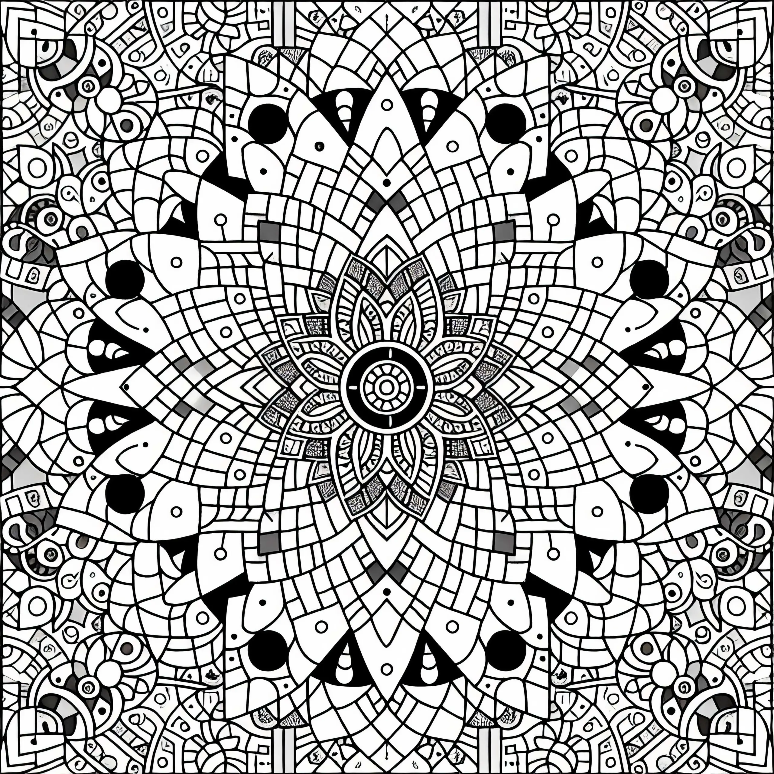 Kunstvolles Mosaik als Malvorlage (Kostenlos) (Ausmalbild)