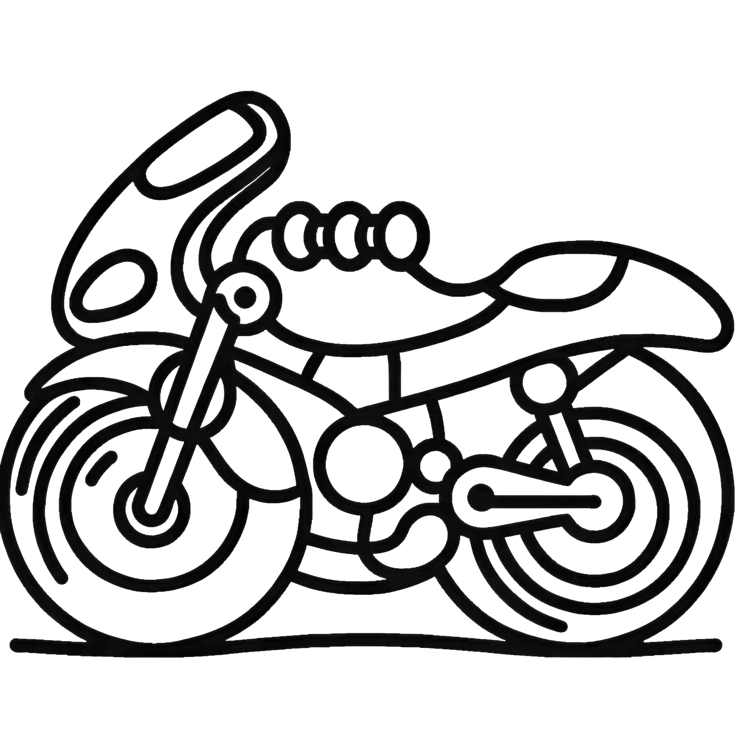 Einfache Malvorlage für Kinder: Motorrad ohne Hintergrund (Gratis) (Ausmalbild)