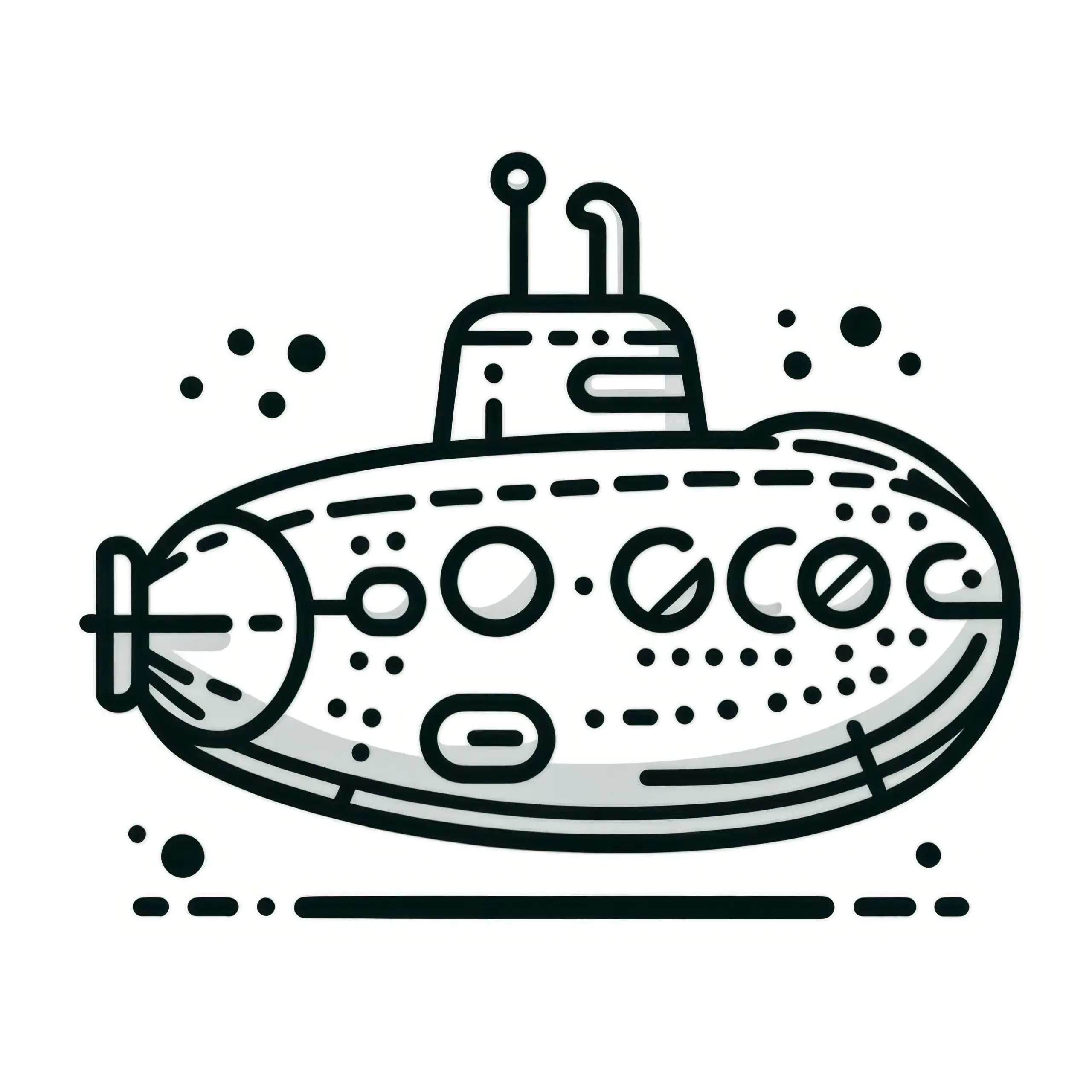 Einfache Malvorlage: U-Boot zum Download (Gratis) (Ausmalbild)