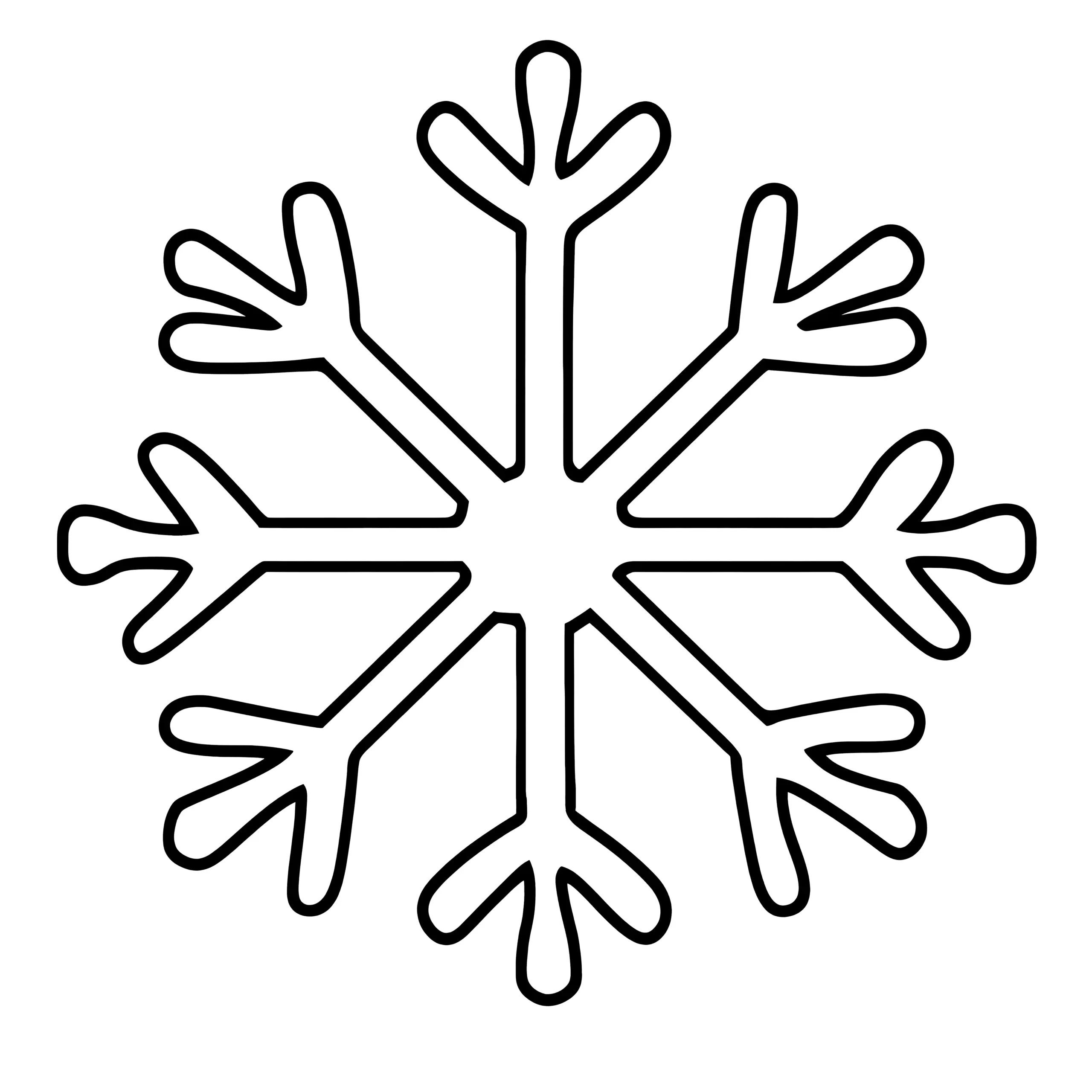 Einfache Schneeflocke für Kinder zum Ausmalen (Ausmalbild)