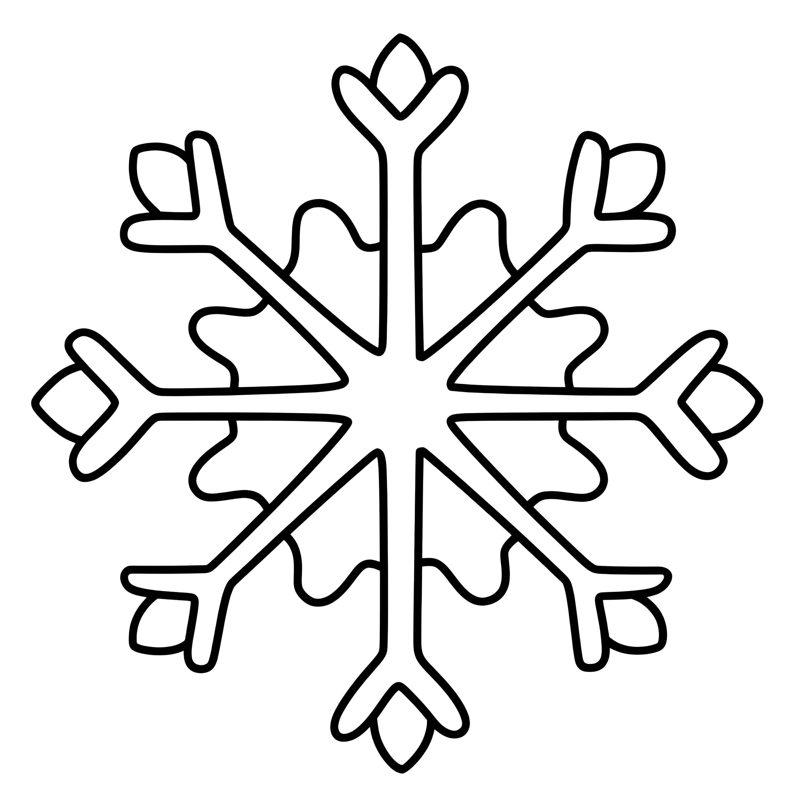 Einfache Schneeflocke: kostenlose Malvorlage für Kinder (Ausmalbild)