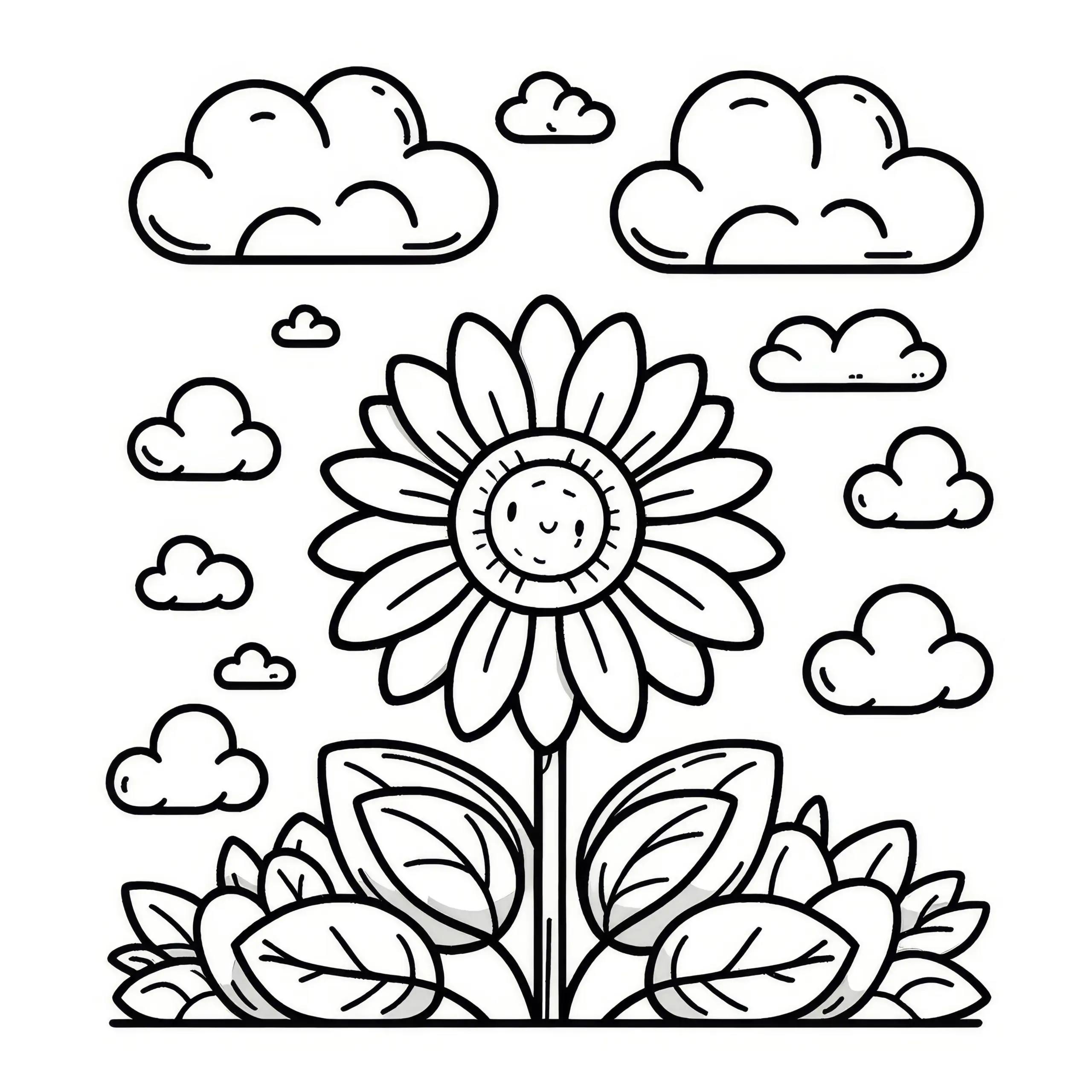 Einfache Sonnenblume zum Ausmalen (Kostenlos) (Ausmalbild)