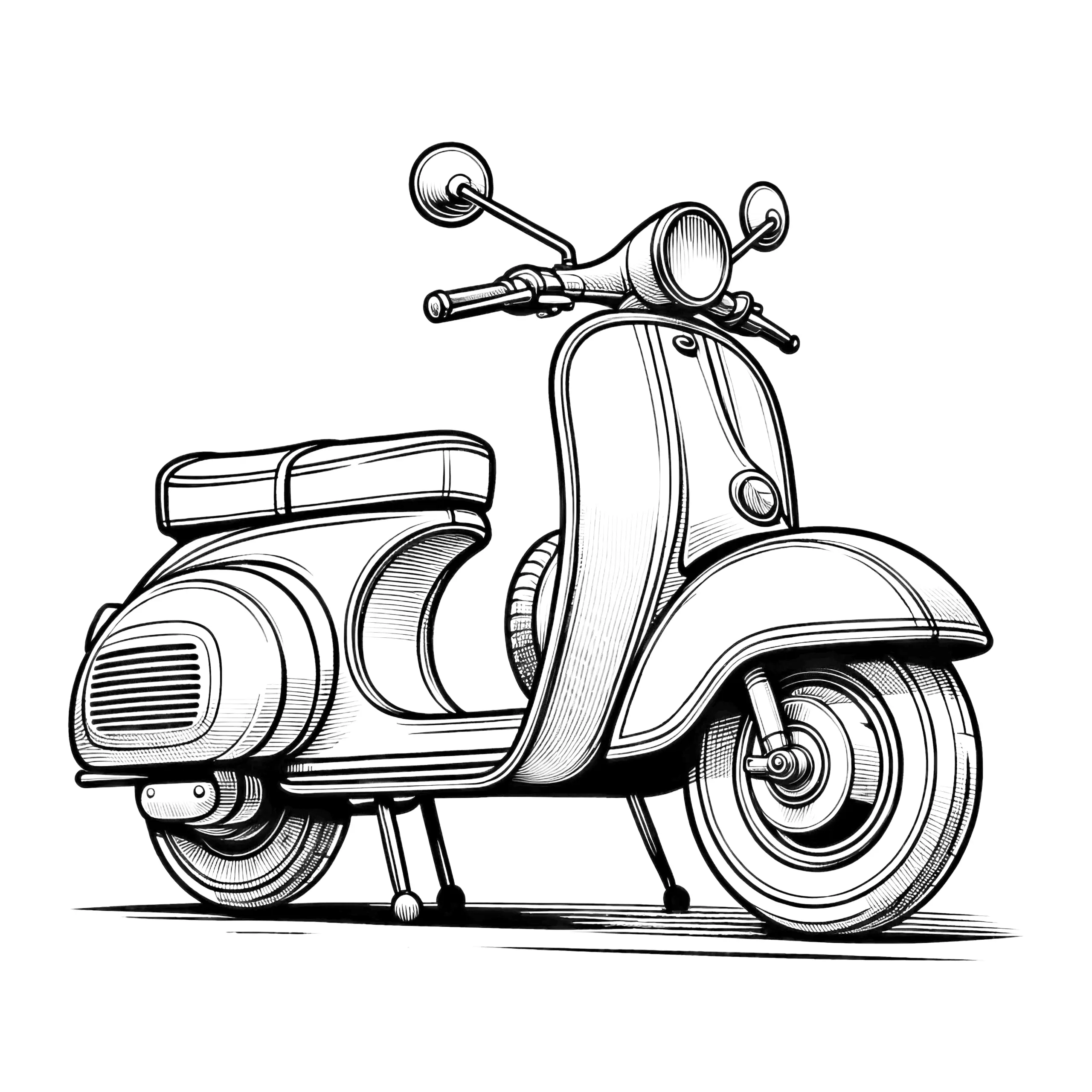Einfacher Motorroller: Bild zum Ausmalen (Kostenlos) (Ausmalbild)