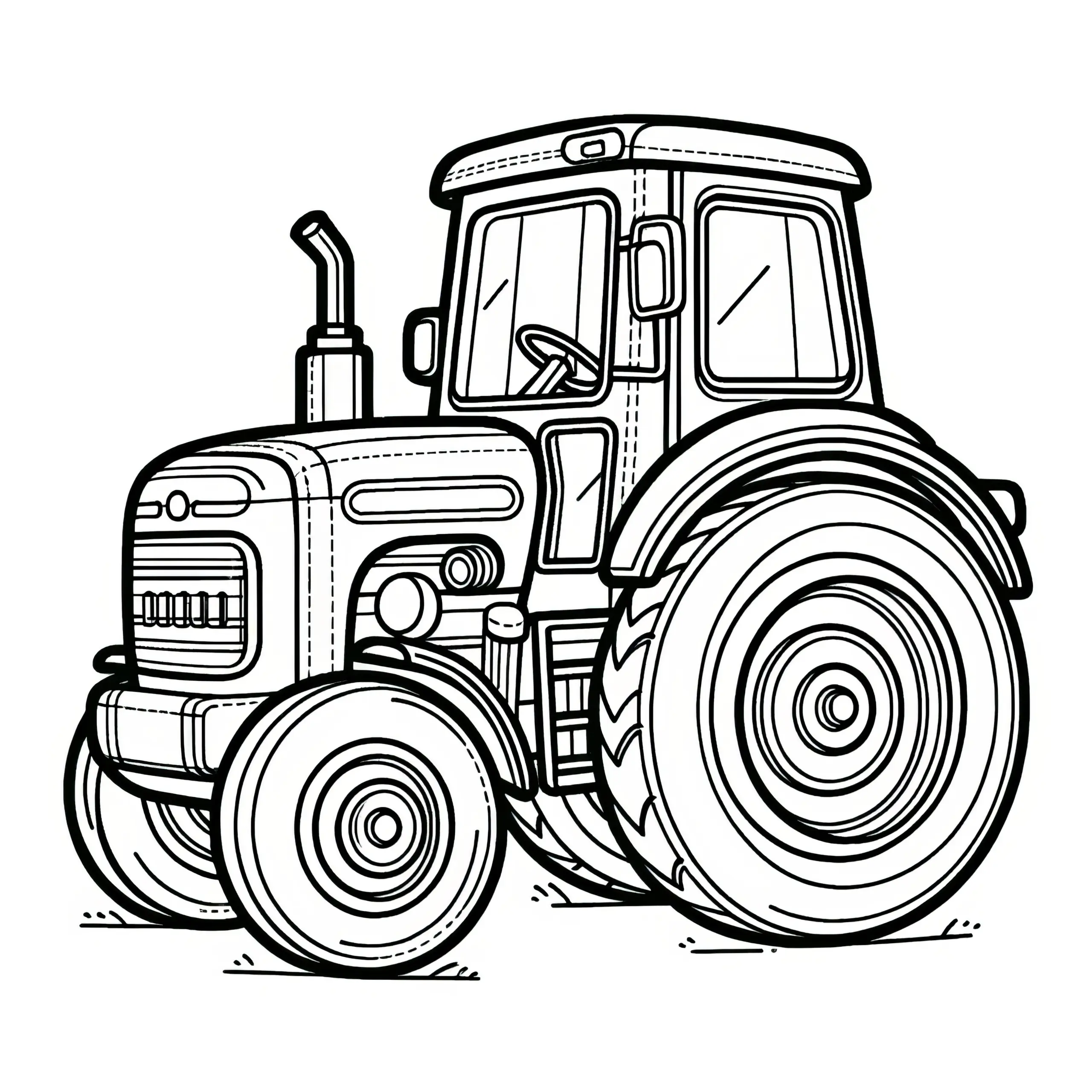 Einfacher Traktor: Malvorlage für Kinder zum kostenlosen Download (Ausmalbild)