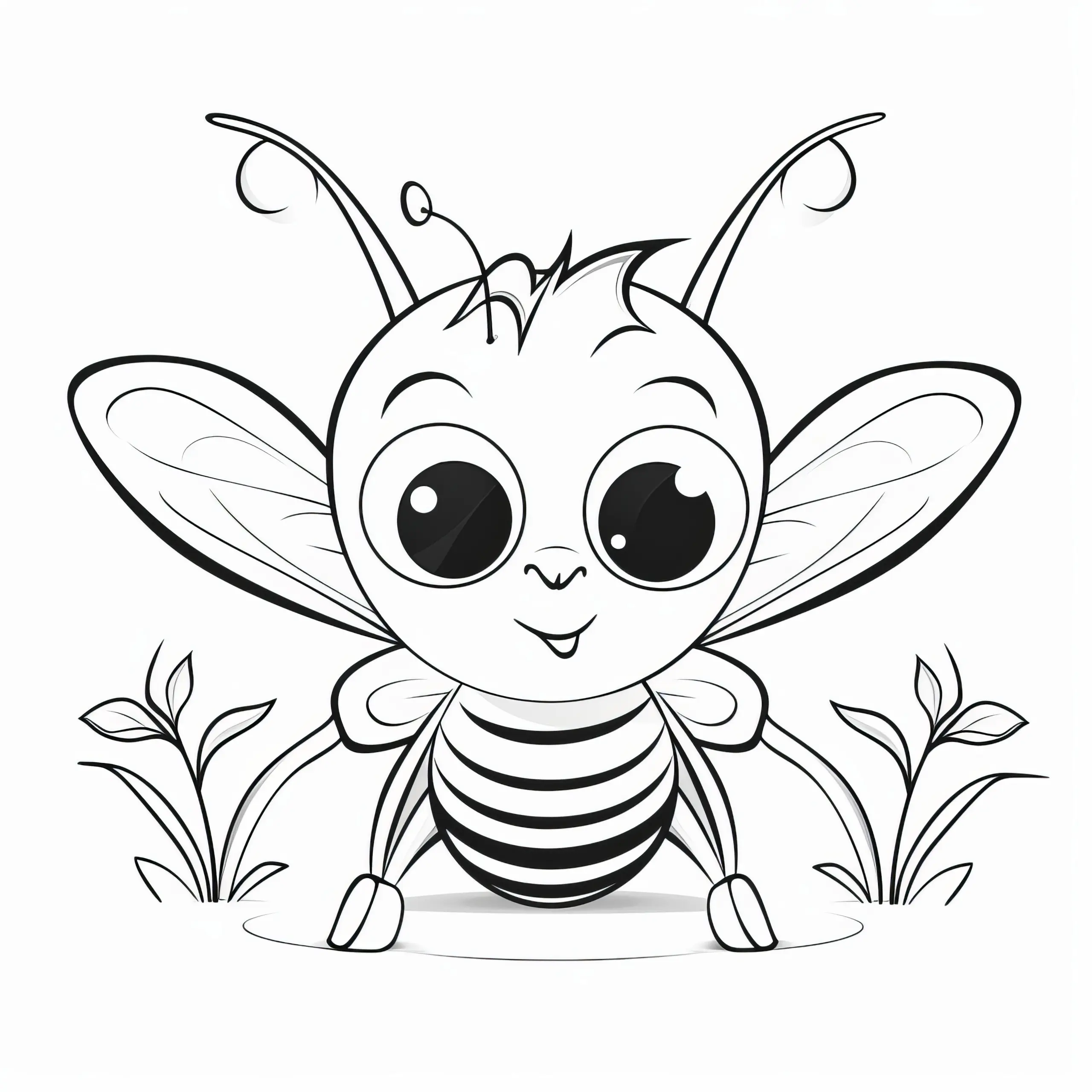 Einfaches Ausmalbild einer Biene zum Download (Kostenlos)