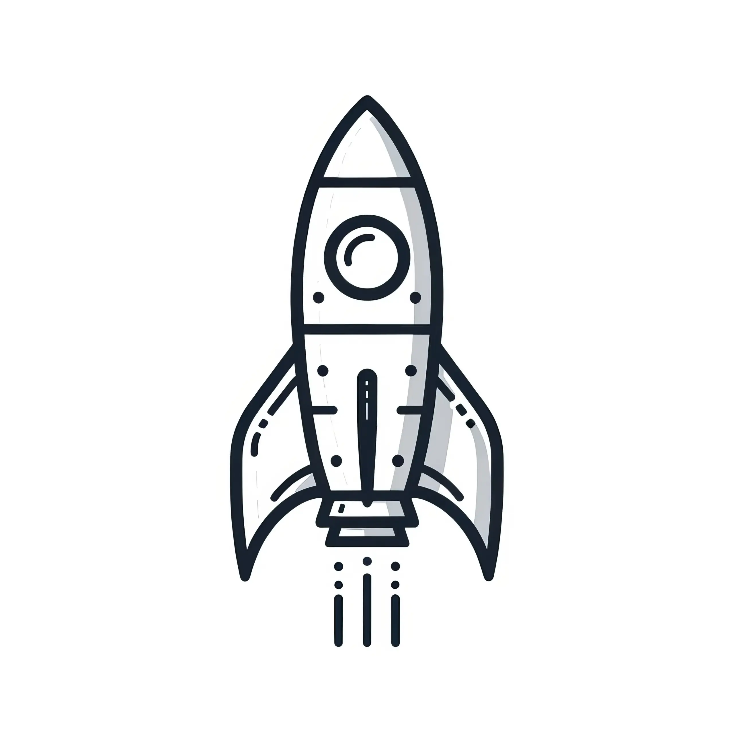 Einfaches Ausmalbild einer Rakete für Kinder (Kostenlos)