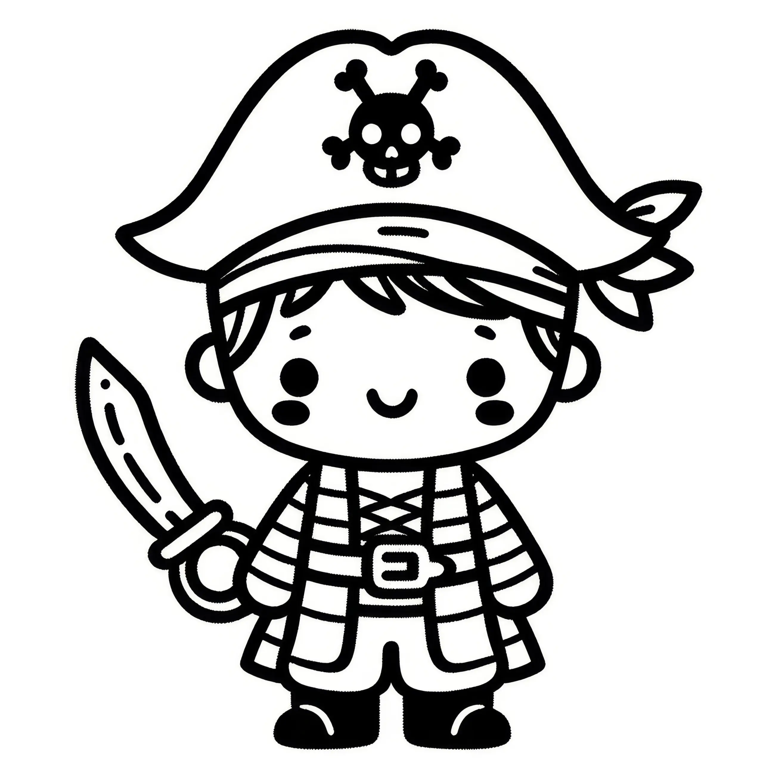 Einfaches Ausmalbild eines Halloween Kostüms: Pirat (Kostenlos)
