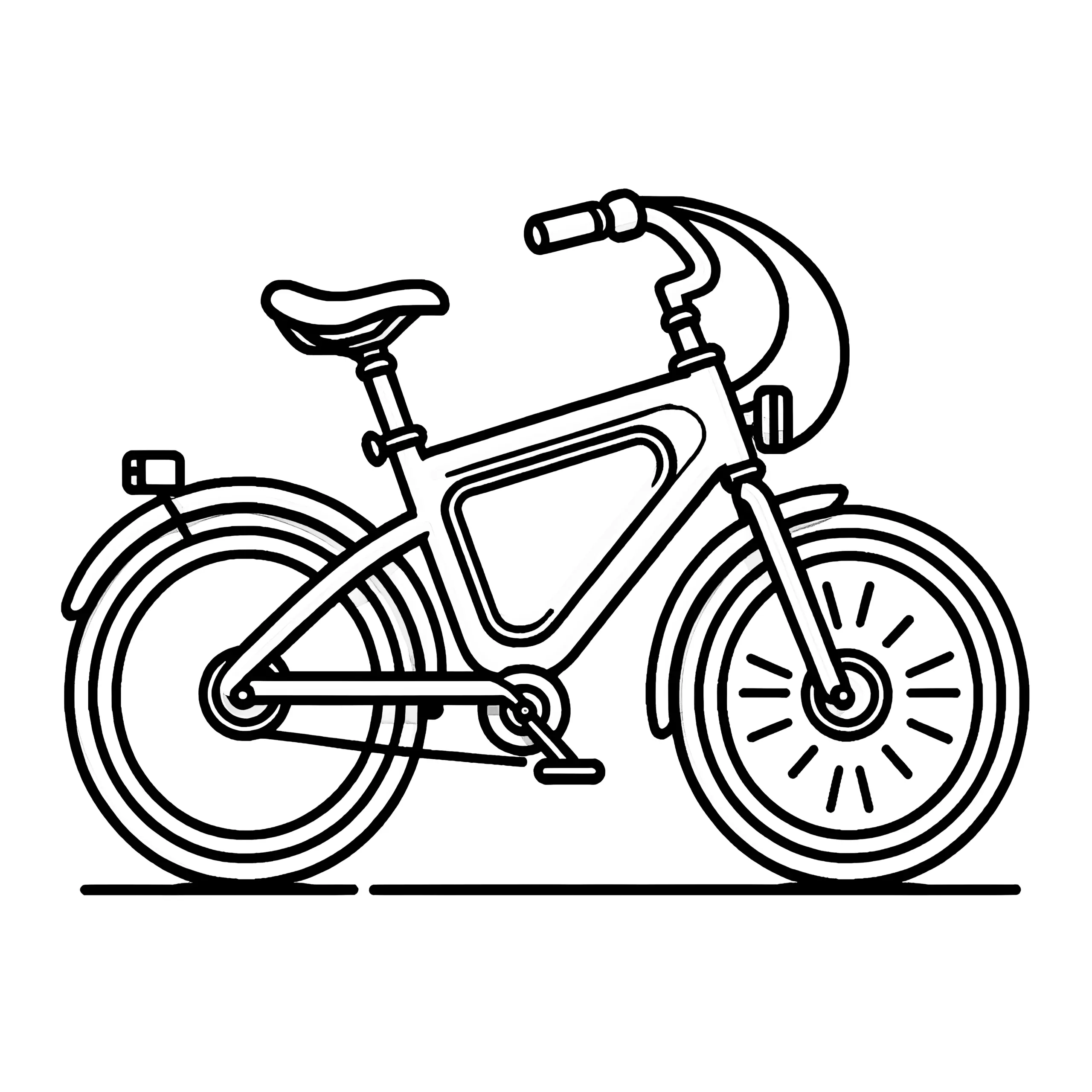 Einfaches Ausmalbild: Kinderfahrrad zum Herunterladen (Kostenlos)