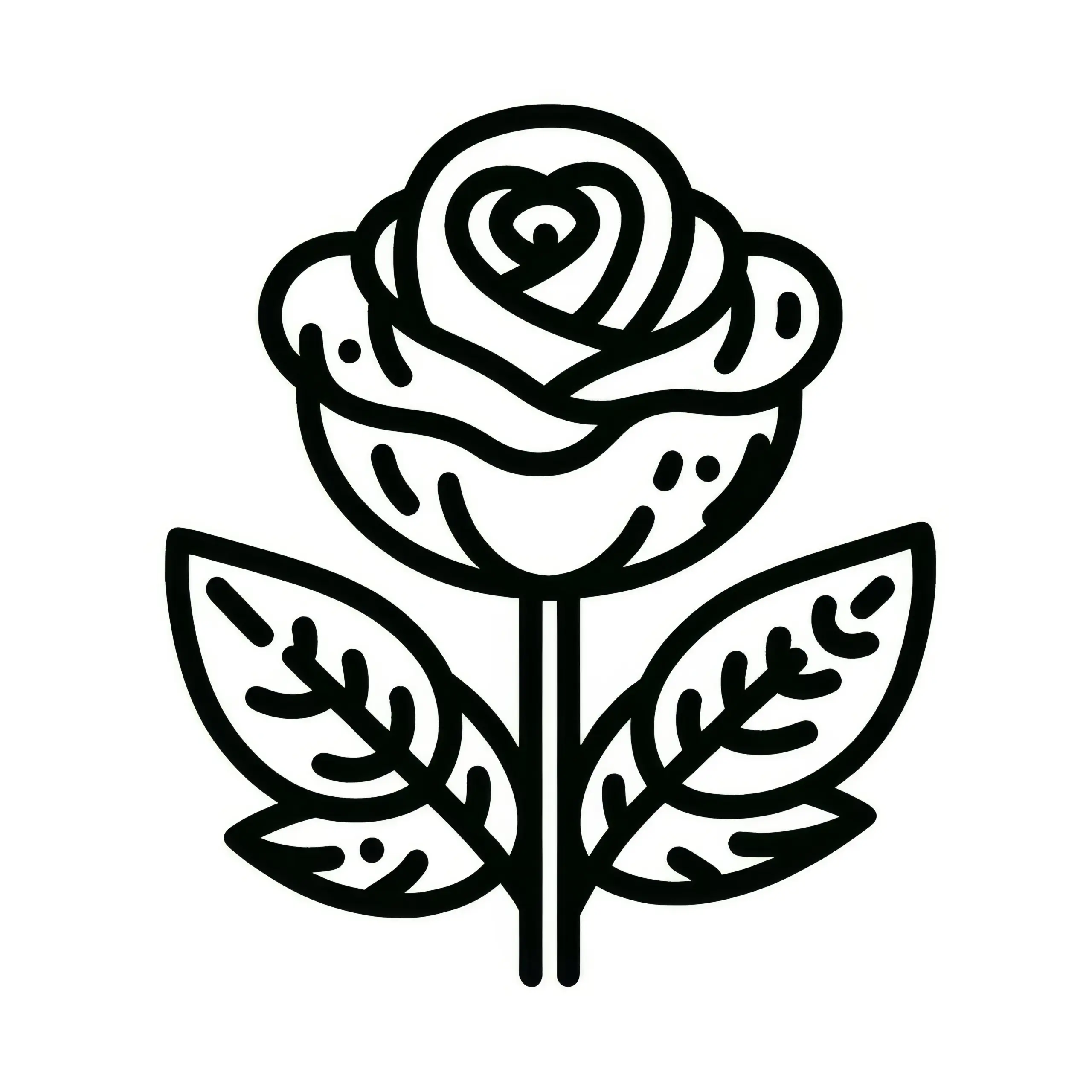Einfaches Ausmalbild einer Rose für Kinder (Kostenlos)
