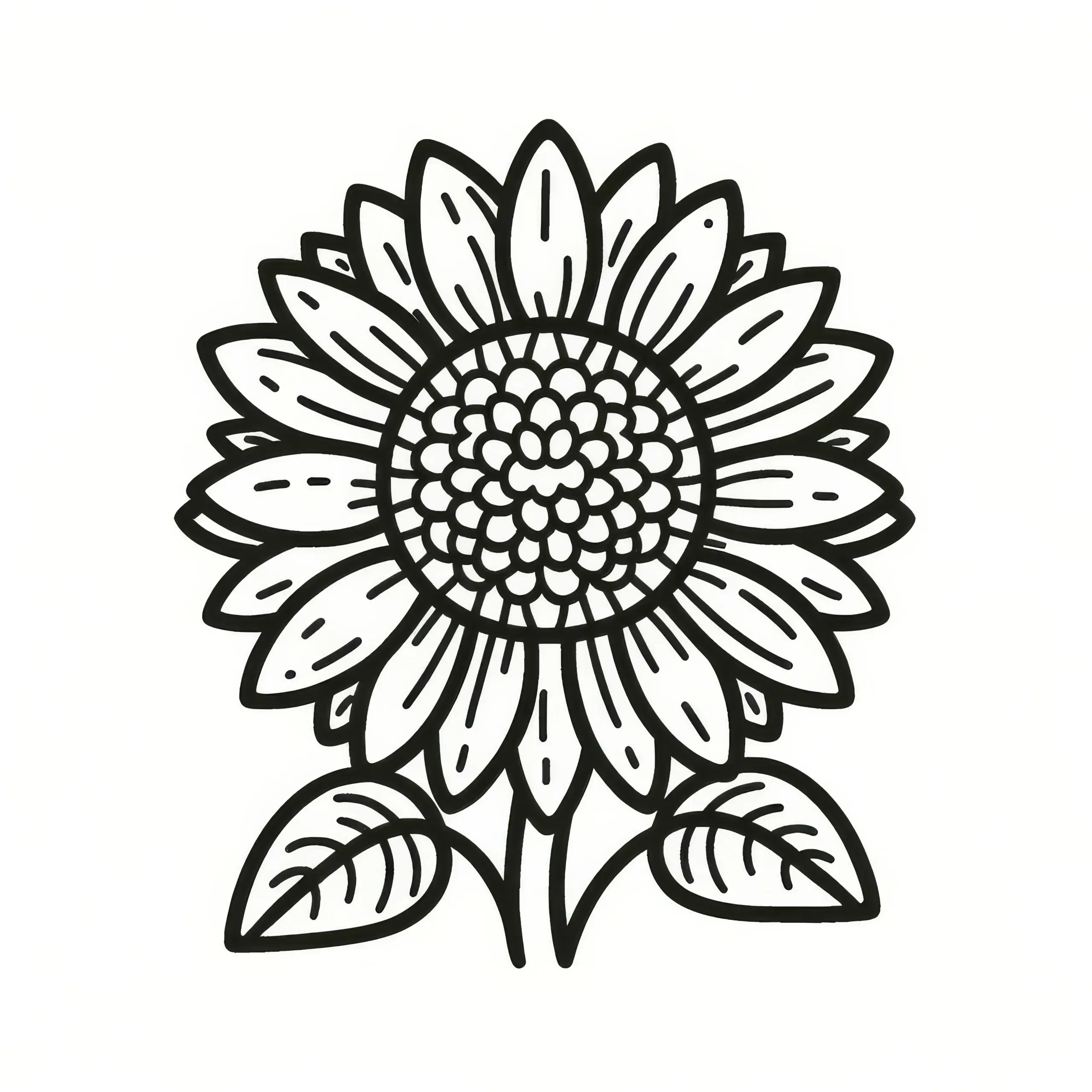 Einfaches Ausmalbild einer Sonnenblume für Kinder (Gratis)