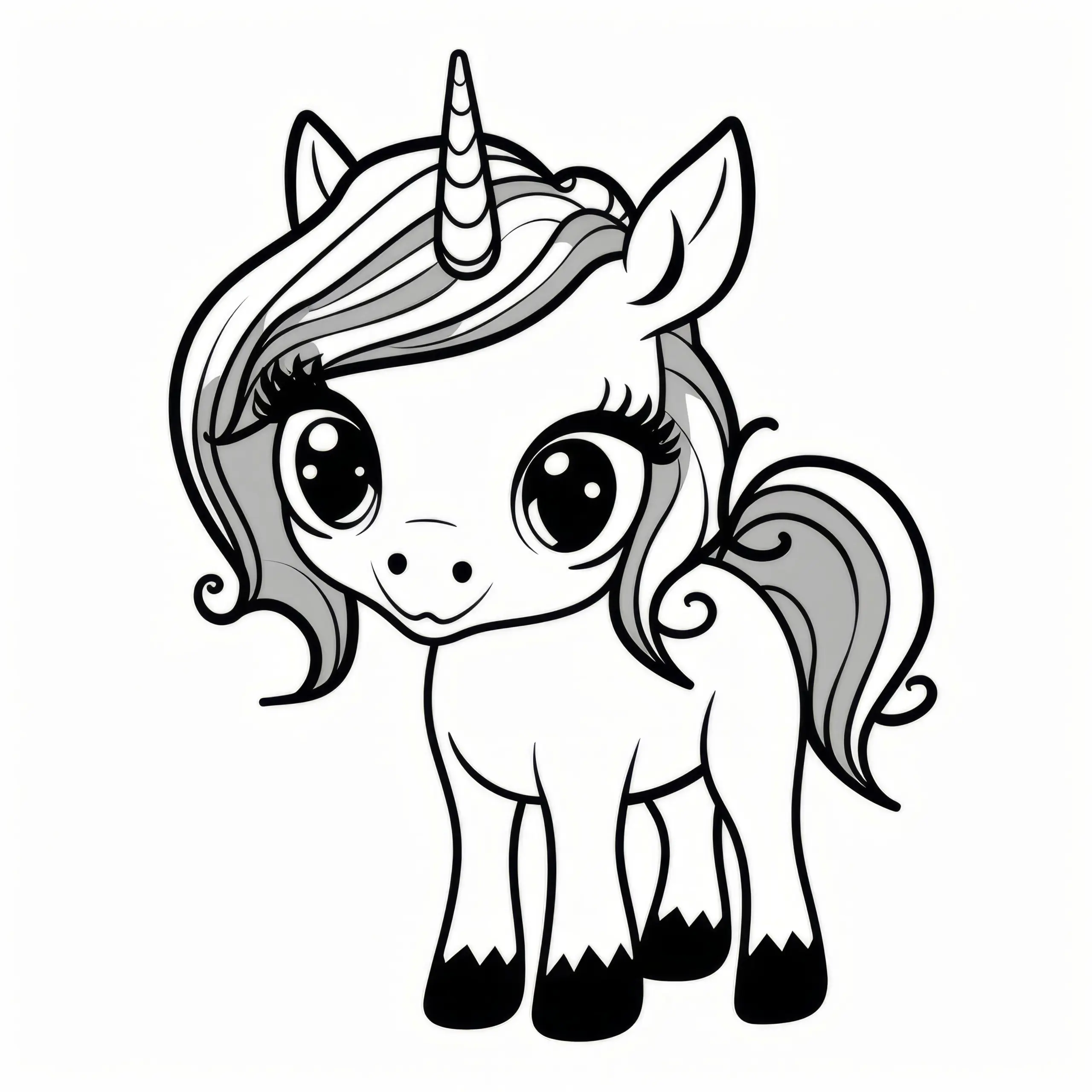 Einfaches Einhorn Bild zum Ausdrucken und Ausmalen (Kostenlos) (Ausmalbild)
