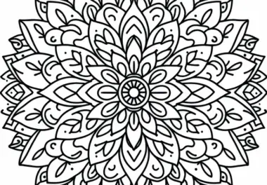Einfaches Mandala mit klaren Blumenformen – Ausmalbild gratis