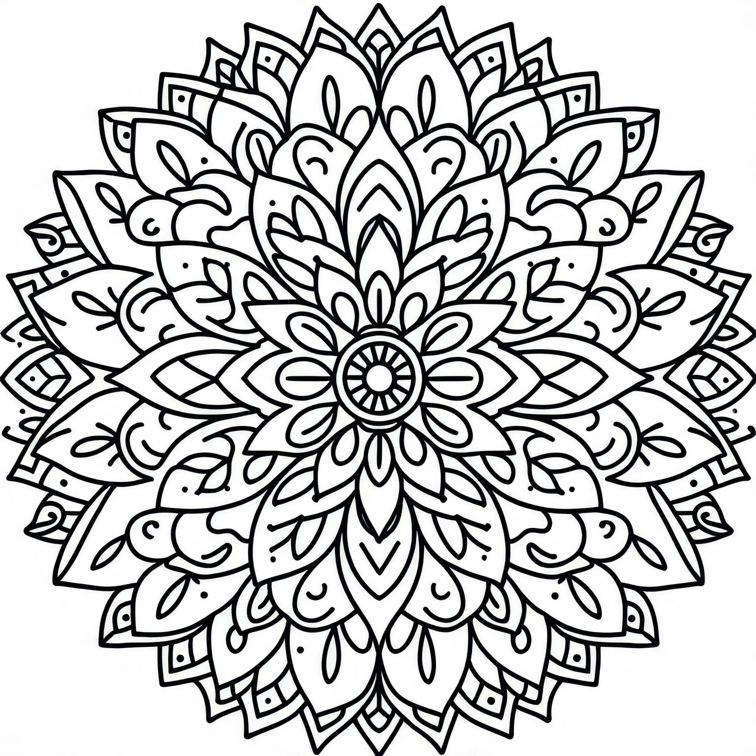 Einfaches Mandala mit klaren Blumenformen – Ausmalbild gratis