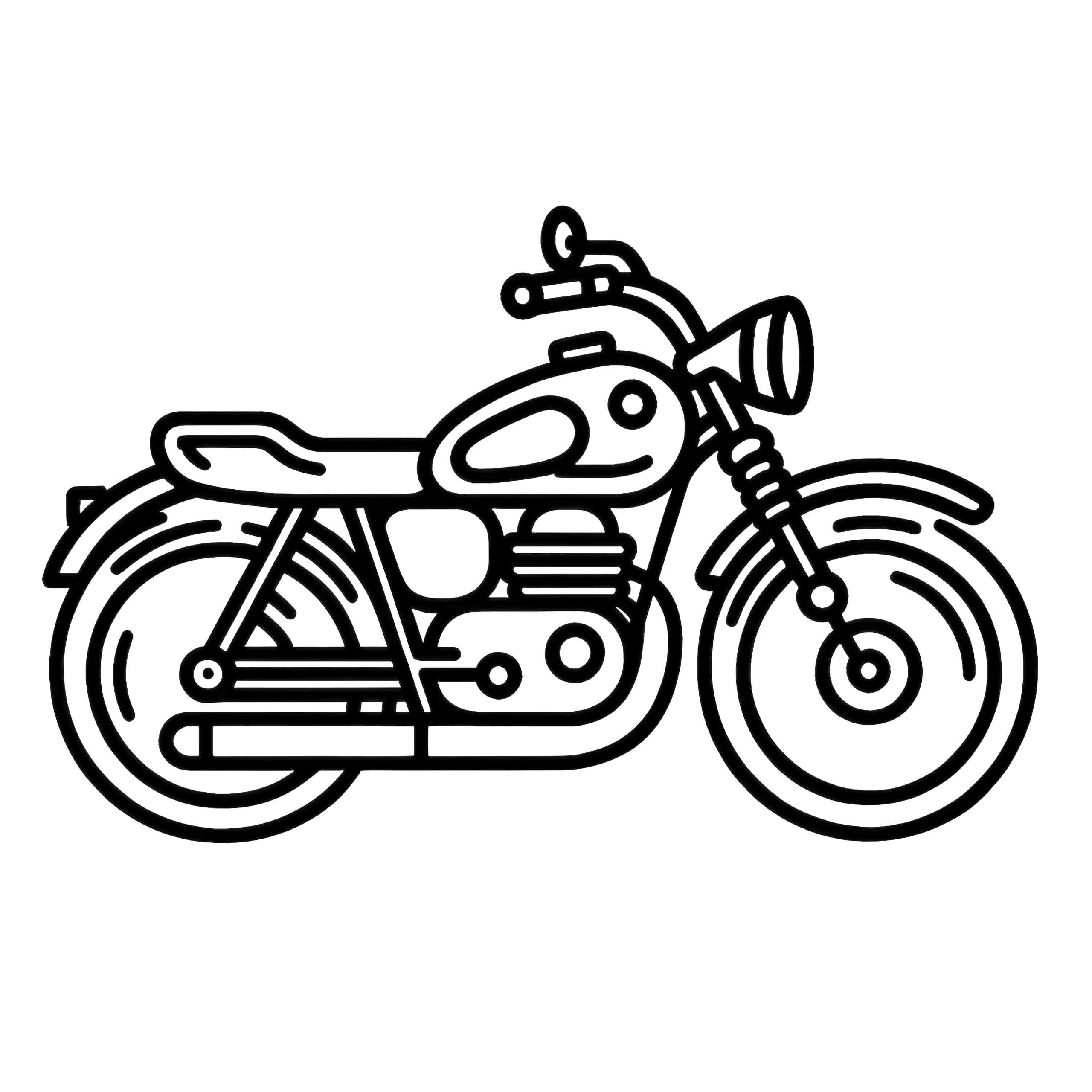 Einfaches Motorrad perfekt zum Ausmalen (Kostenlos) (Ausmalbild)