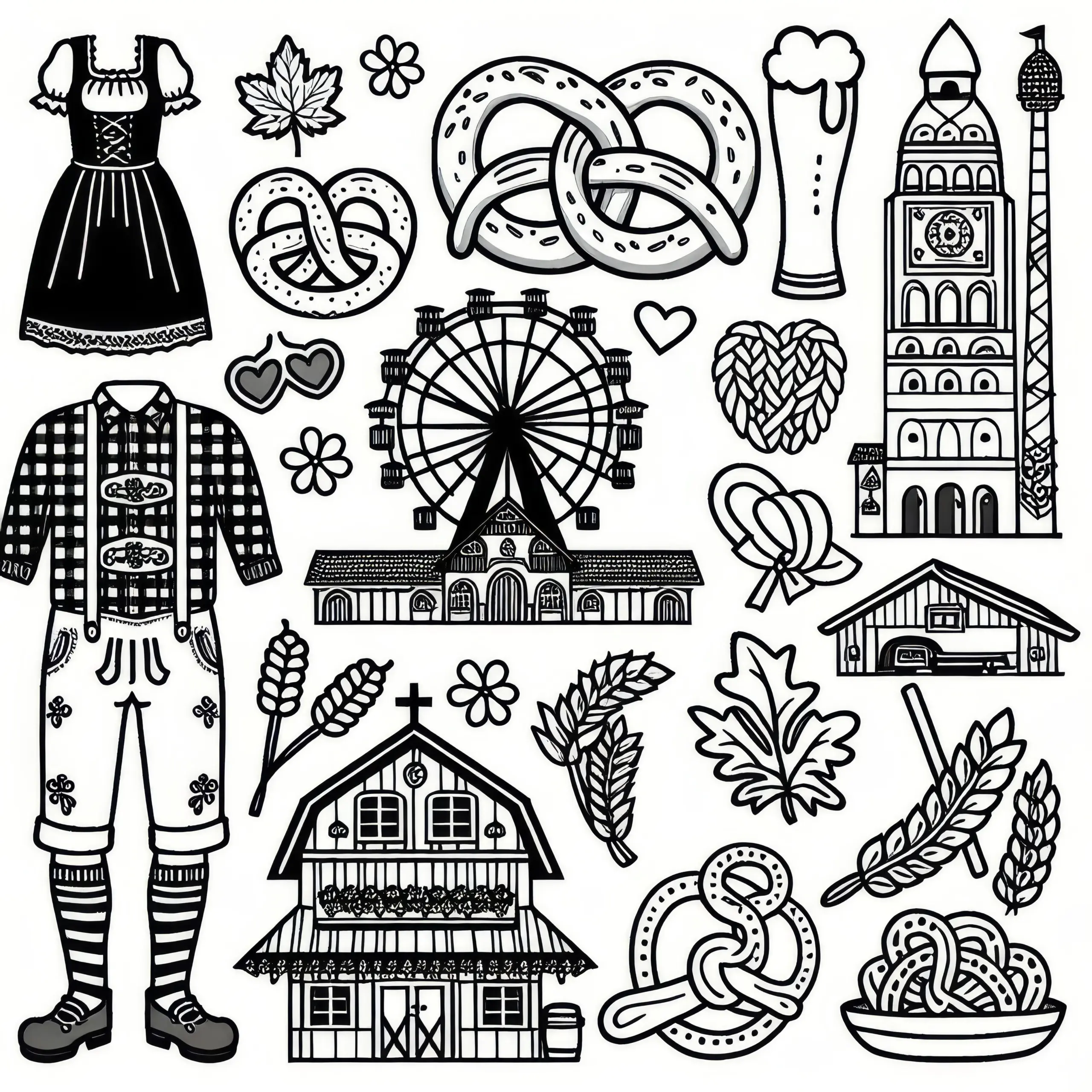 Einfaches-Oktoberfest Ausmalbild zum Download (Kostenlos)